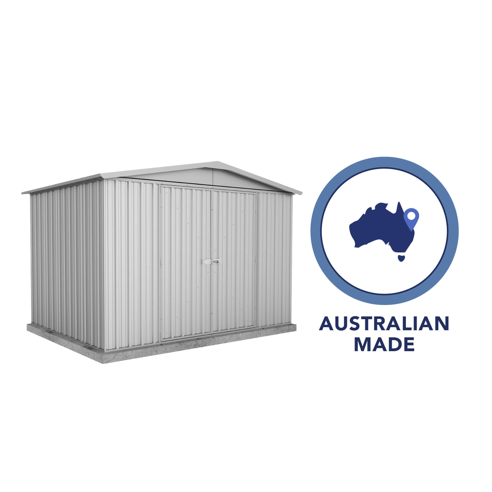 3.00mW x 2.18mD x 2.06mH Garden Shed Regent Double Door Zincalume