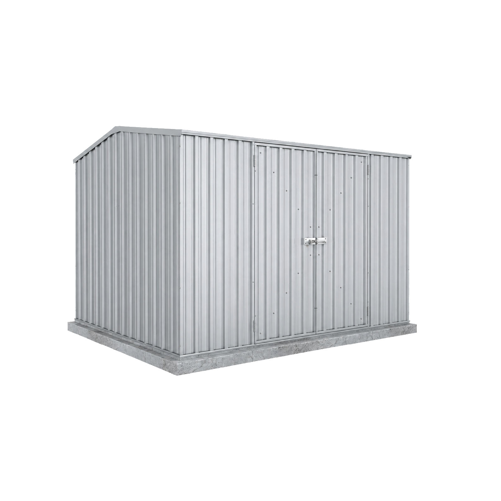 3.00mW x 2.26mD x 2.00mH Garden Shed Double Door Zincalume with Anchors