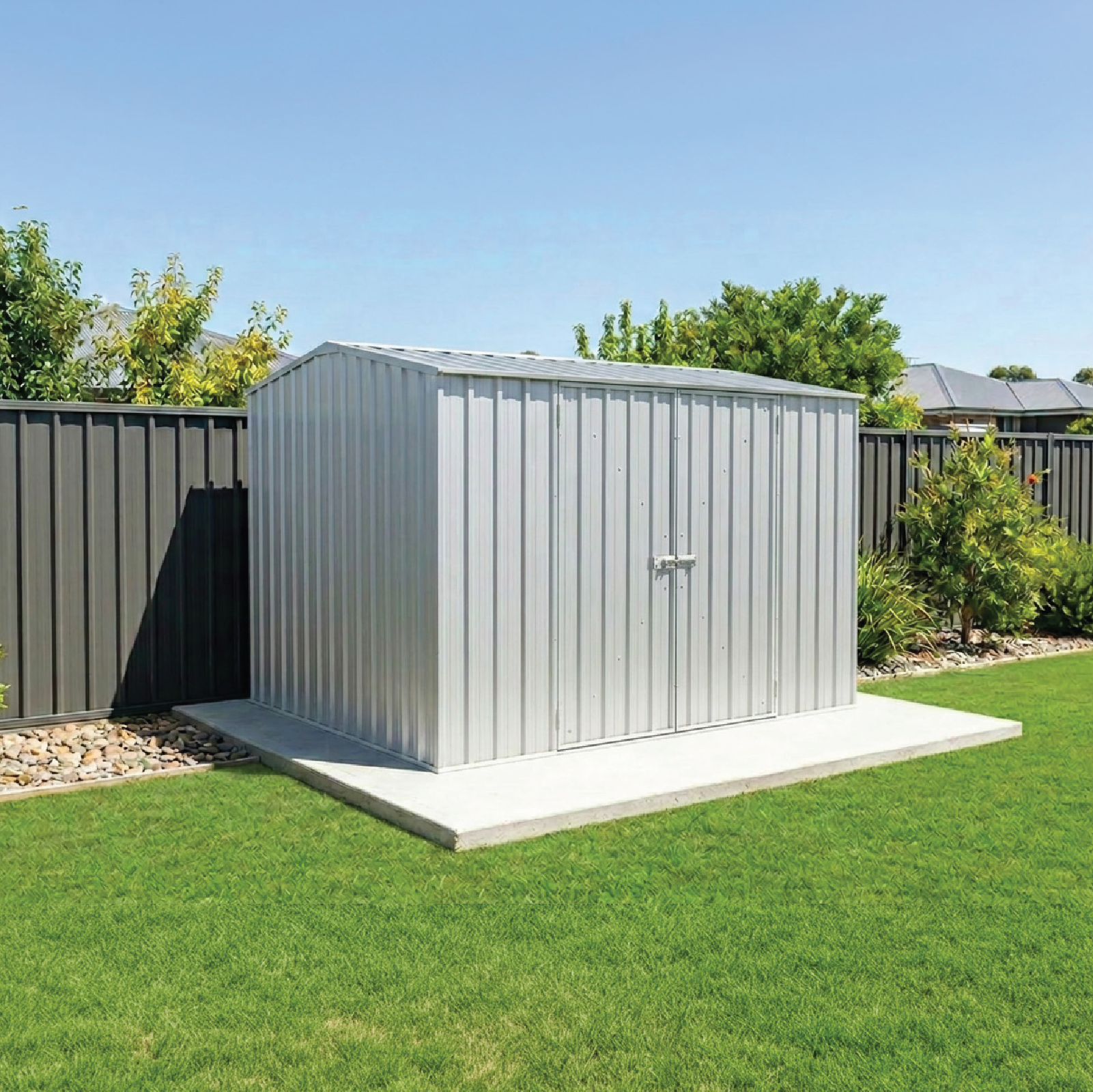 3.00mW x 2.26mD x 2.00mH Garden Shed Economy Double Door Zinc