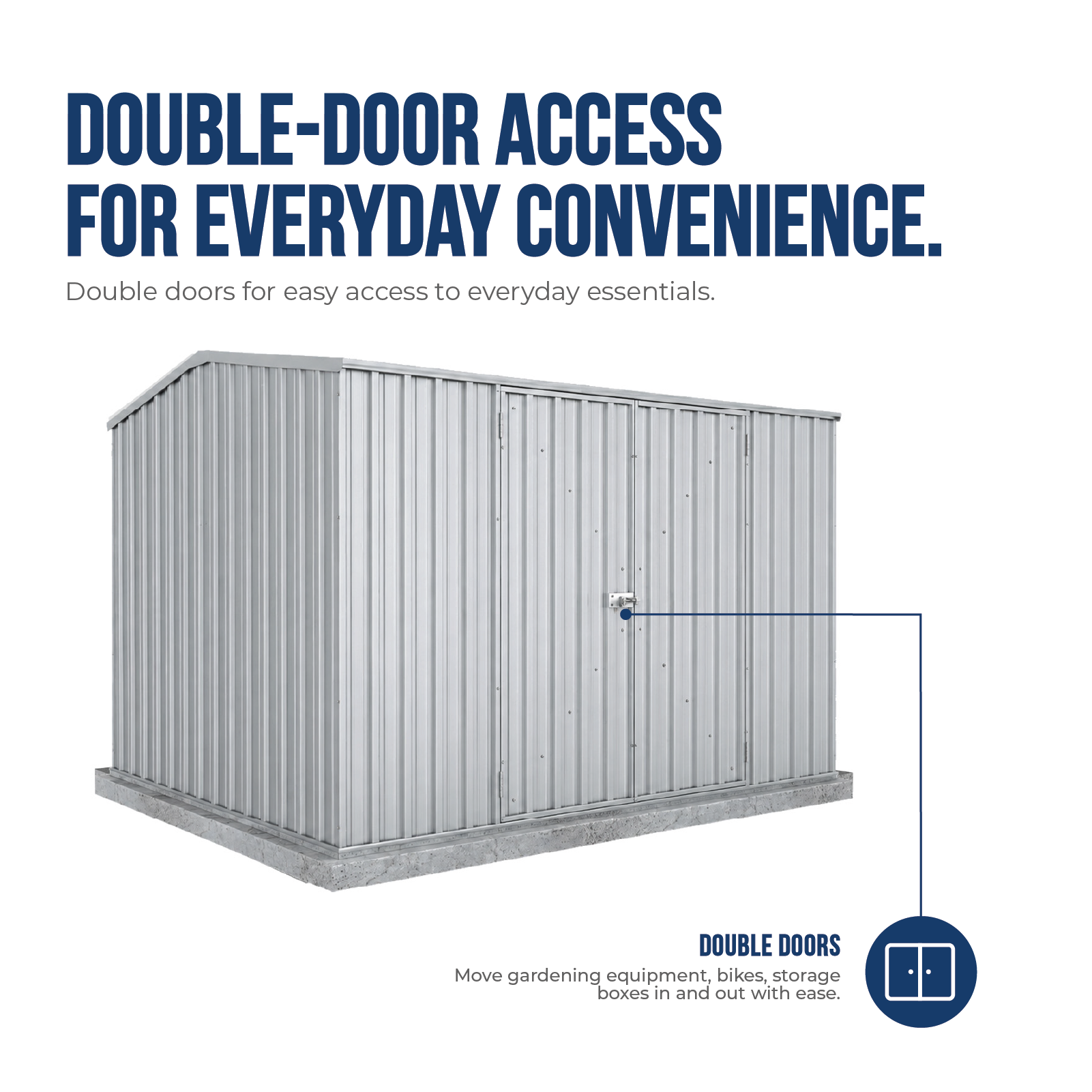 3.00mW x 2.26mD x 2.00mH Garden Shed Economy Double Door Zinc