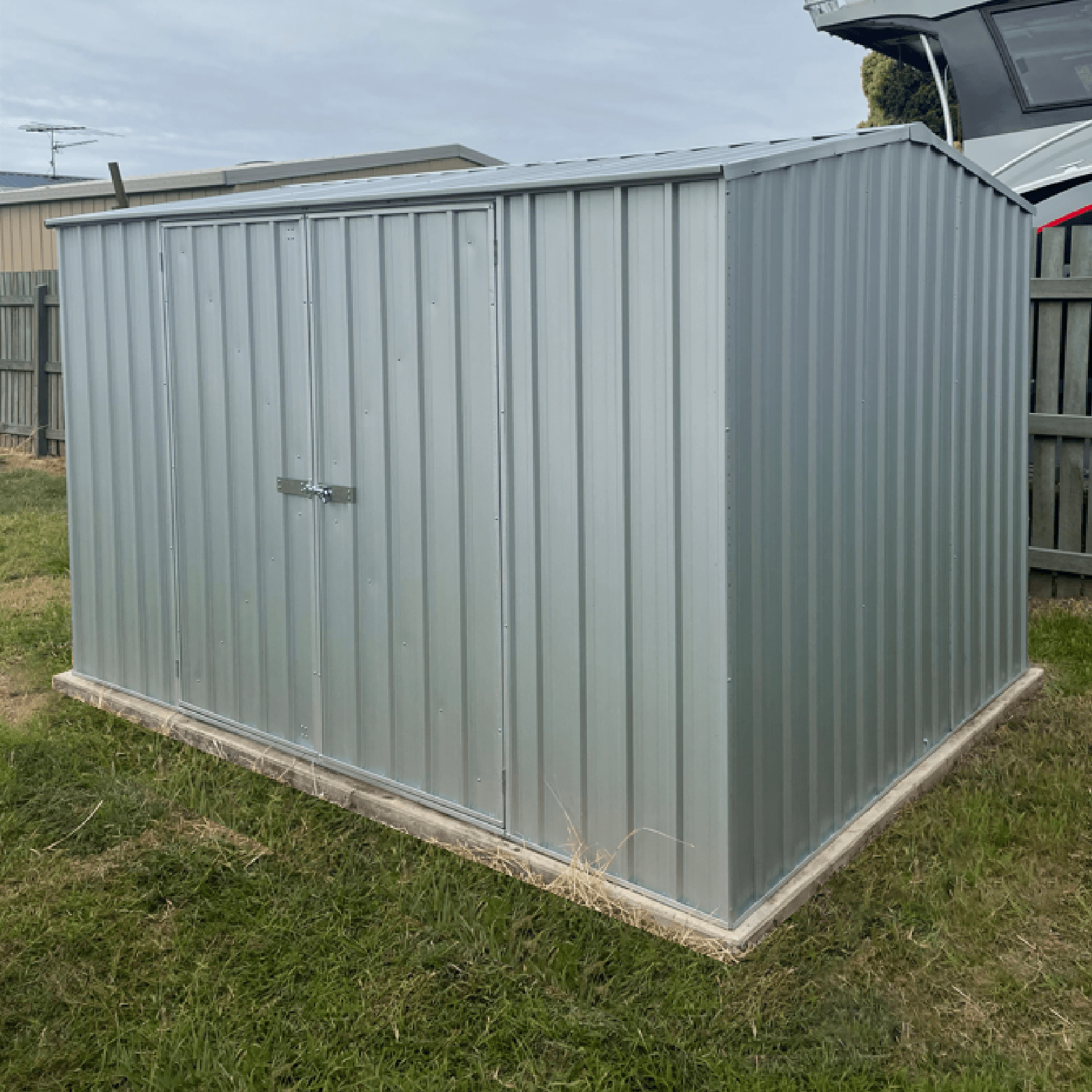 3.00mW x 2.26mD x 2.00mH Garden Shed Premier Double Door Zincalume