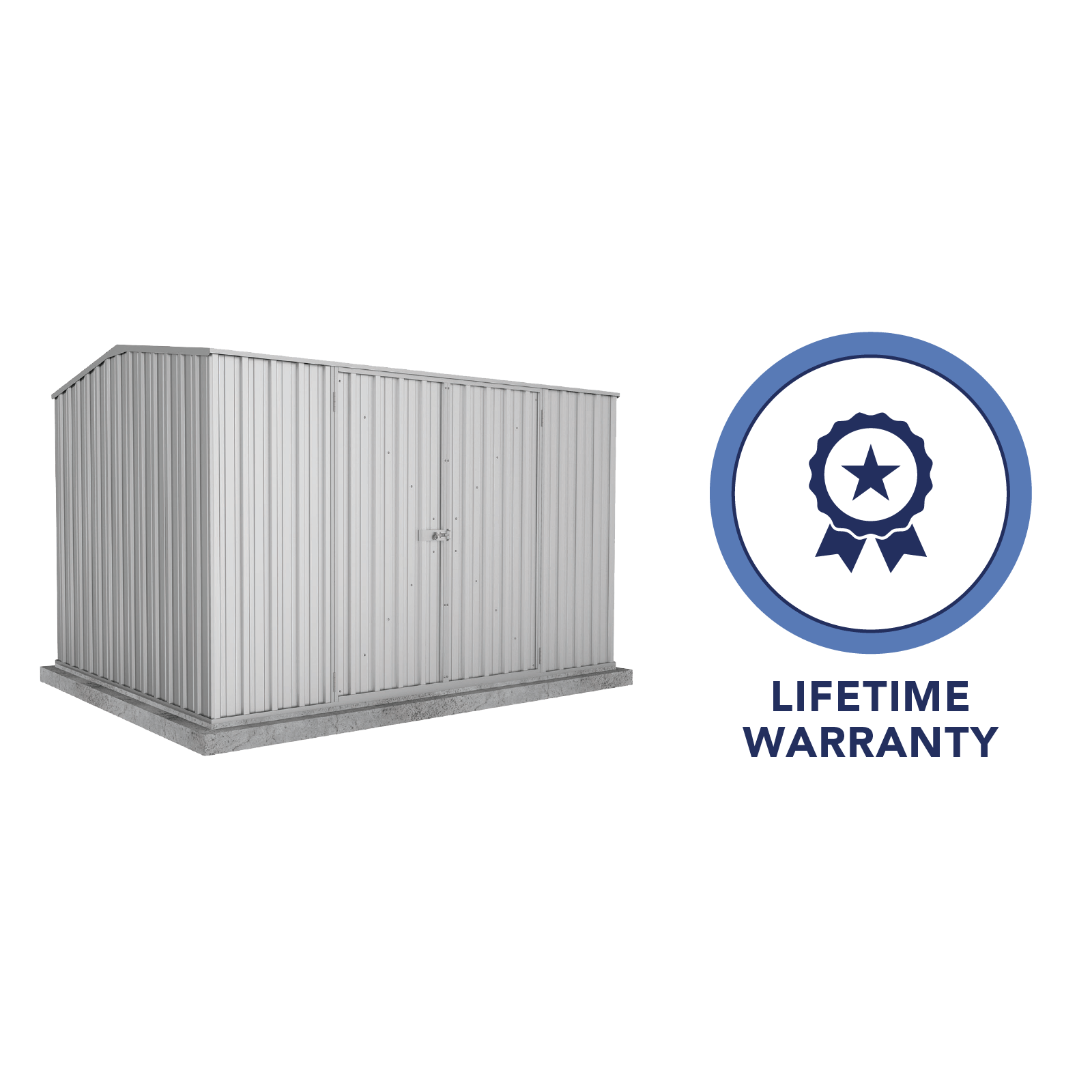 3.00mW x 2.26mD x 2.00mH Garden Shed Premier Double Door Zincalume