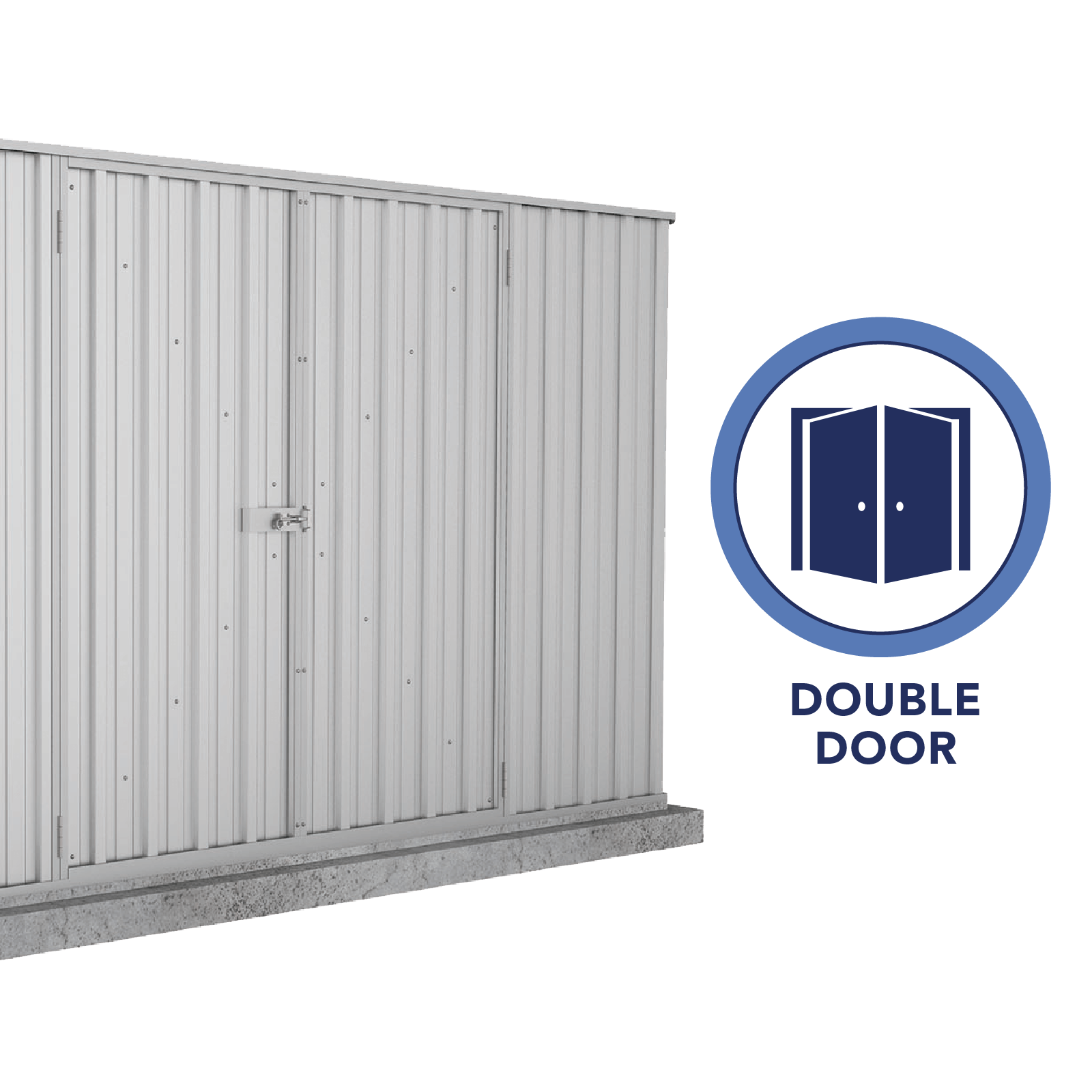 3.00mW x 2.26mD x 2.00mH Garden Shed Premier Double Door Zincalume