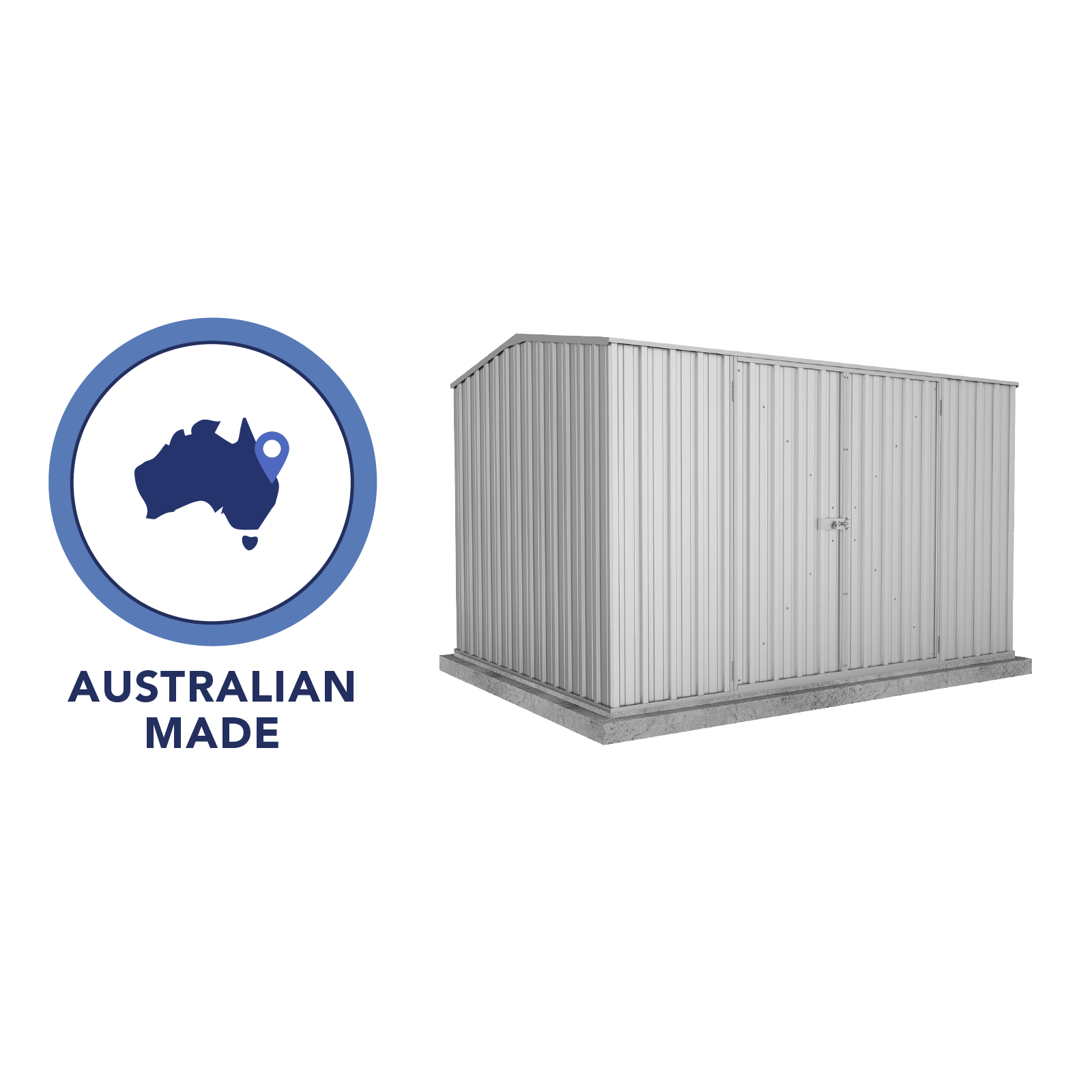 3.00mW x 2.26mD x 2.00mH Garden Shed Premier Double Door Zincalume