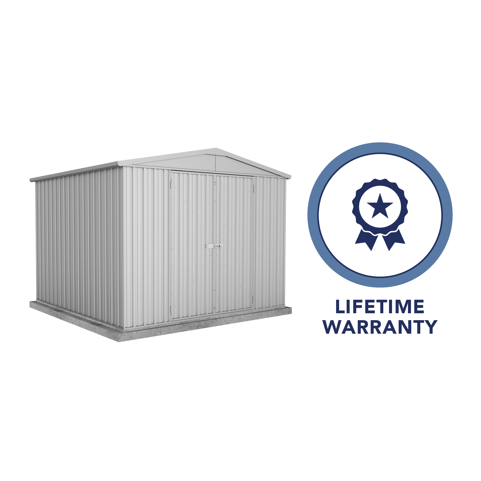 3.00mW x 2.92mD x 2.30mH Garden Shed Highlander Double Door Zincalume