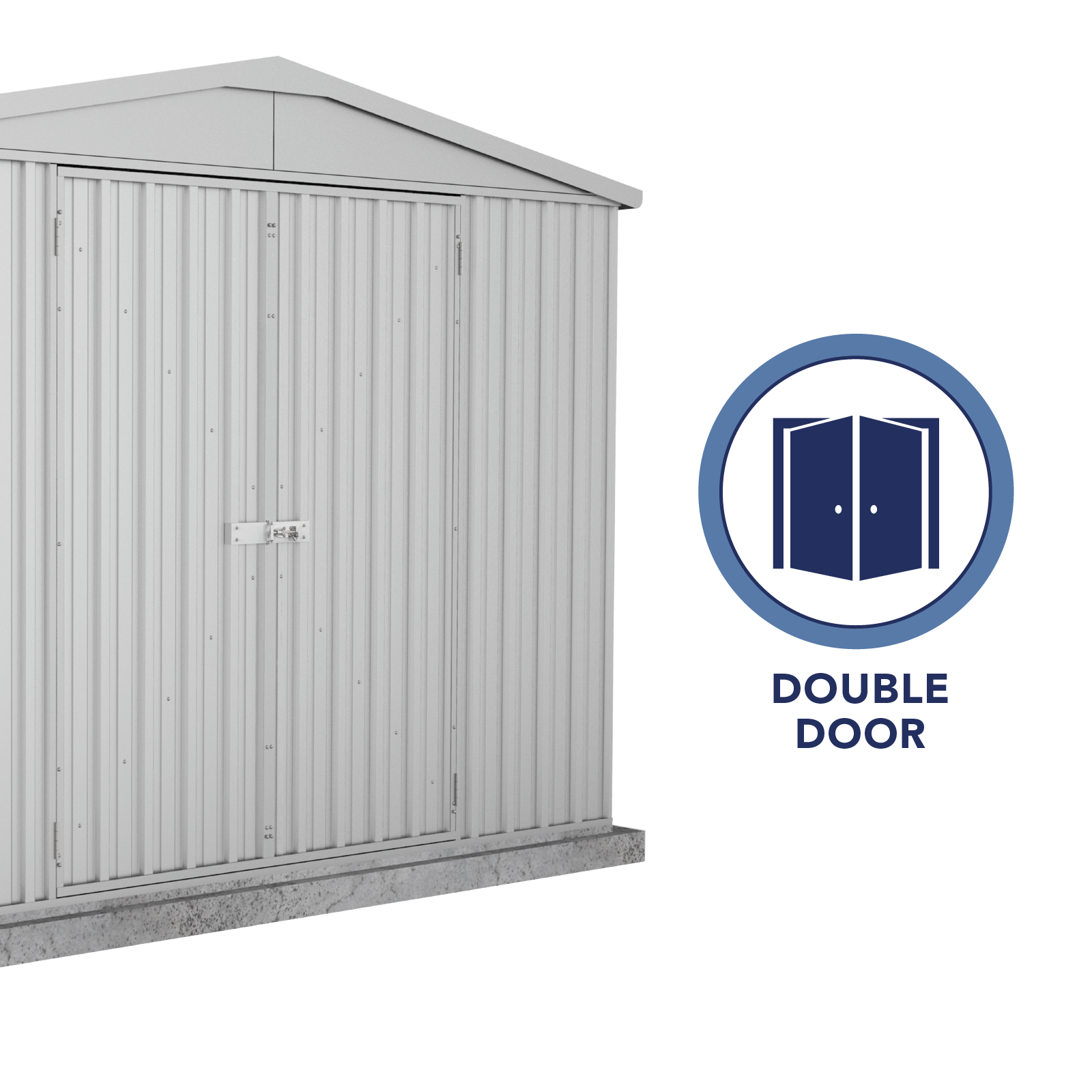 3.00mW x 2.92mD x 2.30mH Garden Shed Highlander Double Door Zincalume