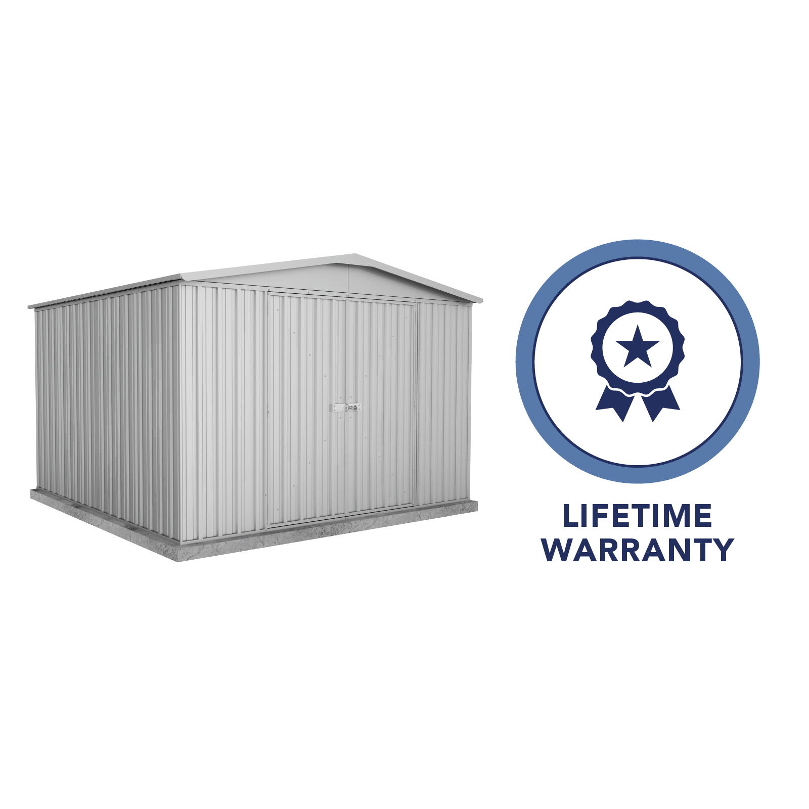 3.00mW x 2.92mD x 2.06mH Garden Shed Regent Double Door Zincalume