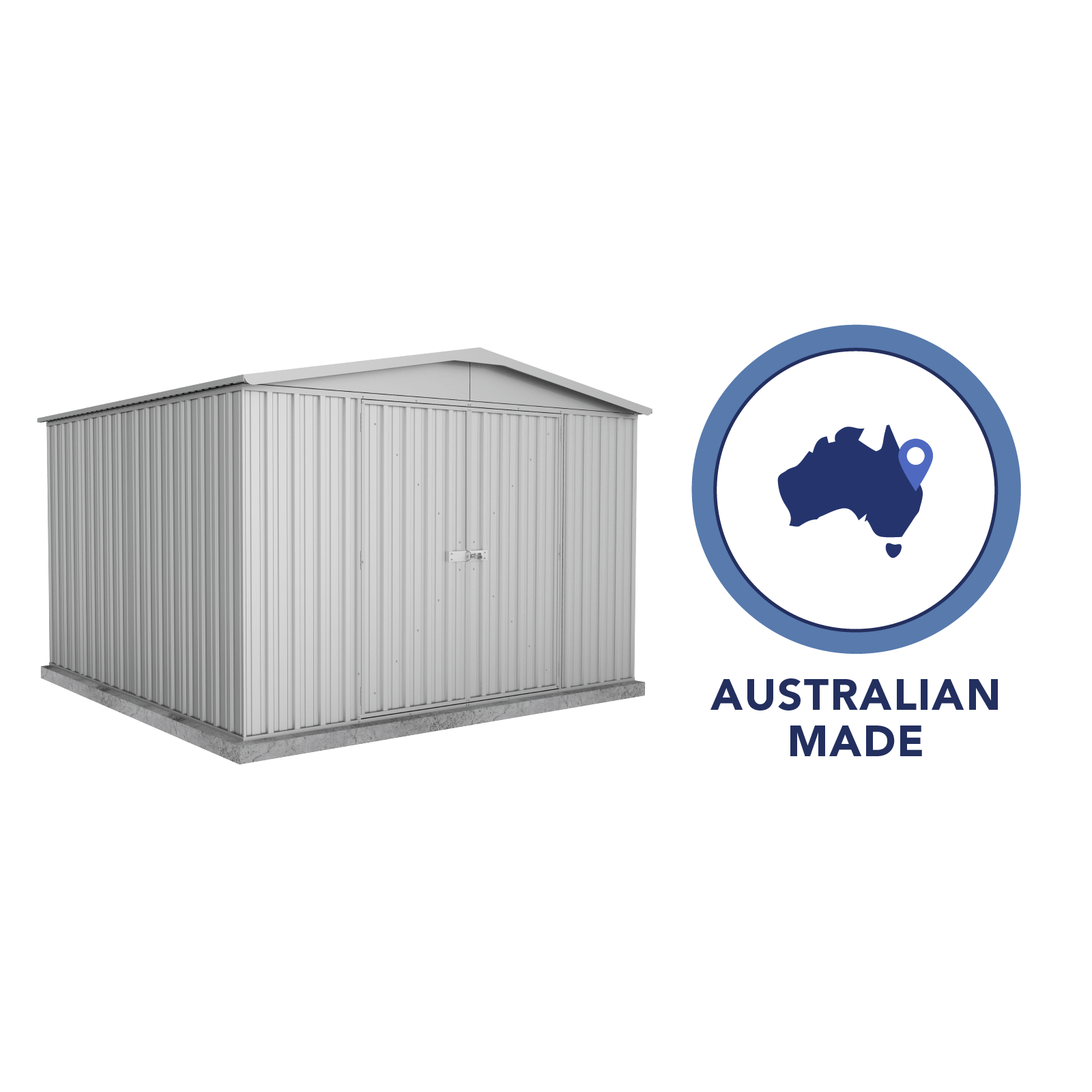 3.00mW x 2.92mD x 2.06mH Garden Shed Regent Double Door Zincalume