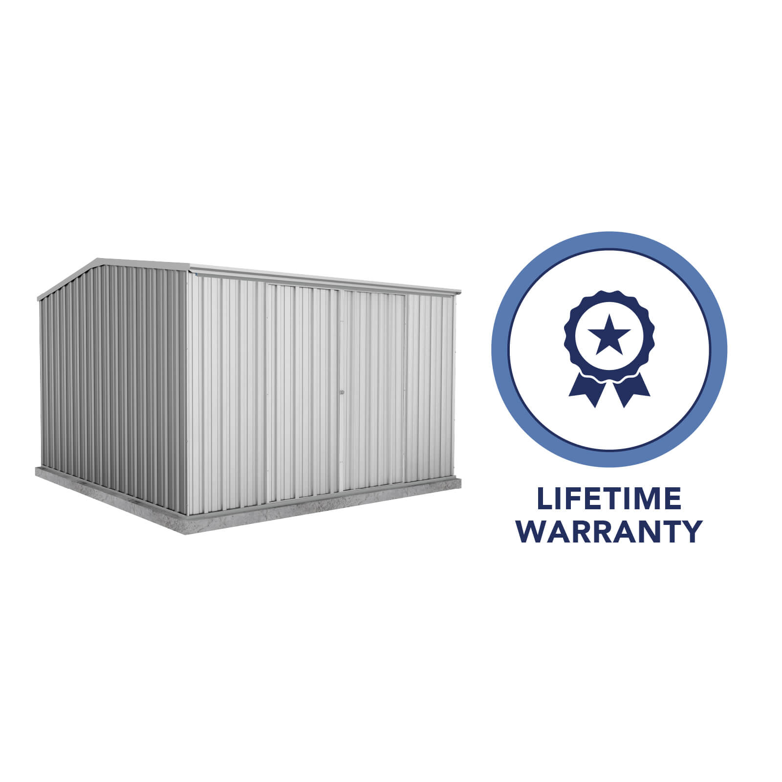 3.00mW x 3.00mD x 2.06mH Garden Shed Ezislider Double Door Zincalume