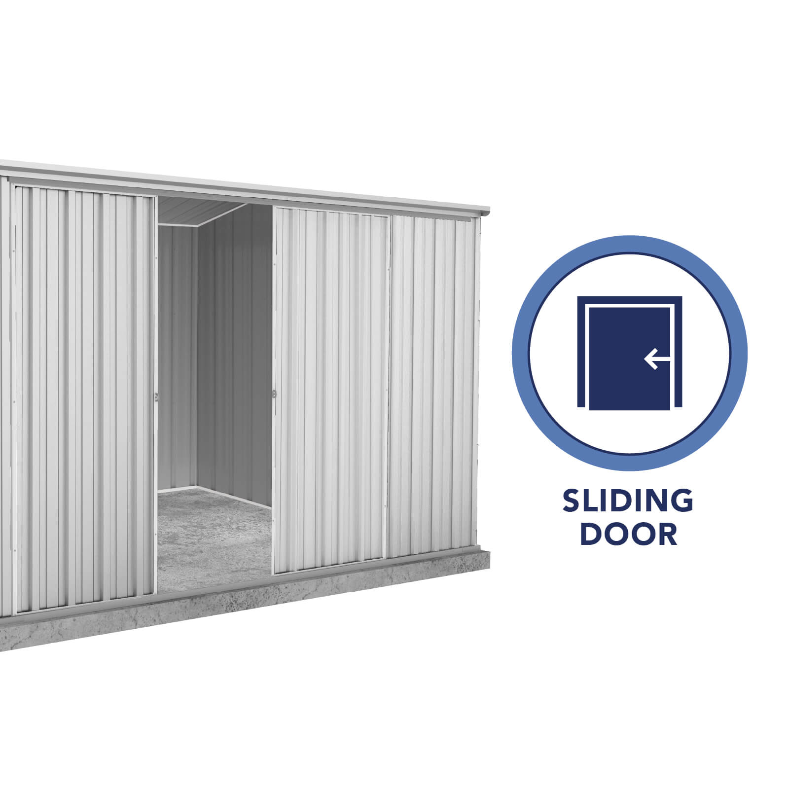 3.00mW x 3.00mD x 2.06mH Garden Shed Ezislider Double Door Zincalume