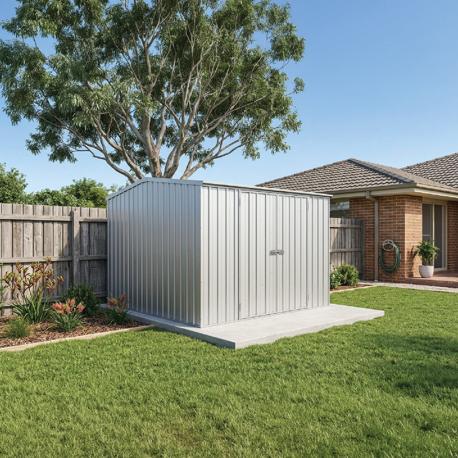 3.00mW x 3.00mD x 2.06mH Garden Shed Premier Double Door Zincalume