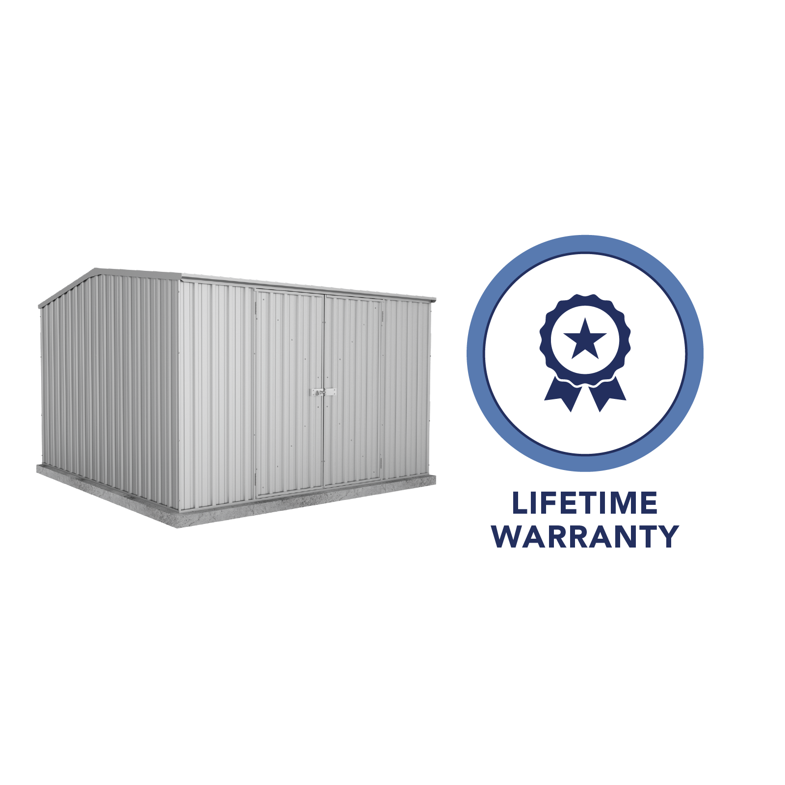 3.00mW x 3.00mD x 2.06mH Garden Shed Premier Double Door Zincalume