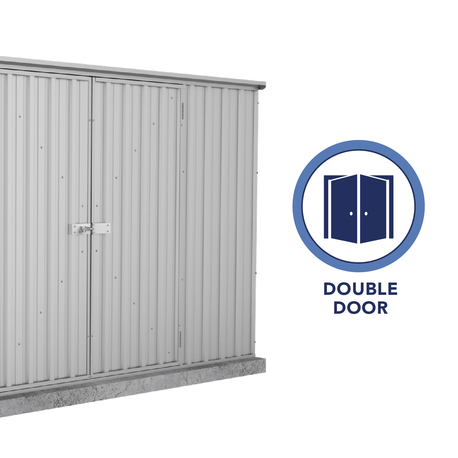 3.00mW x 3.00mD x 2.06mH Garden Shed Premier Double Door Zincalume