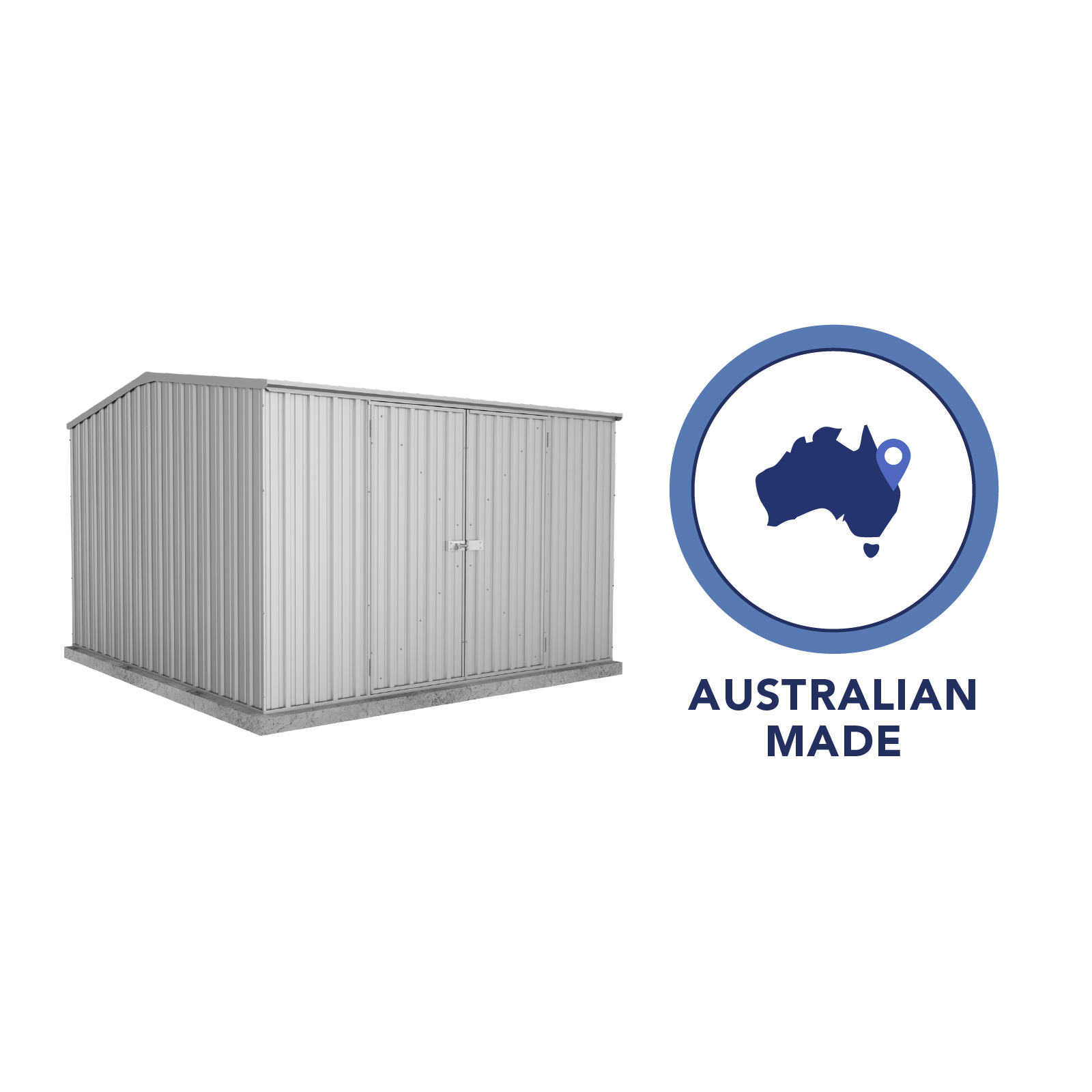 3.00mW x 3.00mD x 2.06mH Garden Shed Premier Double Door Zincalume