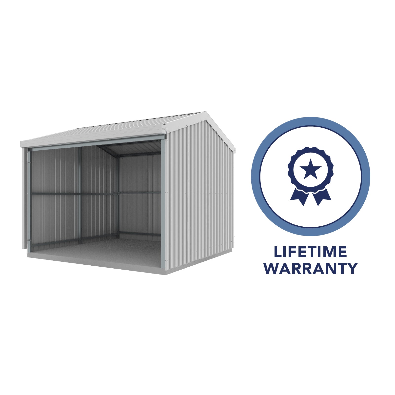3.00mW x 3.00mD x 2.53mH Rural Shed Open Bay Zincalume