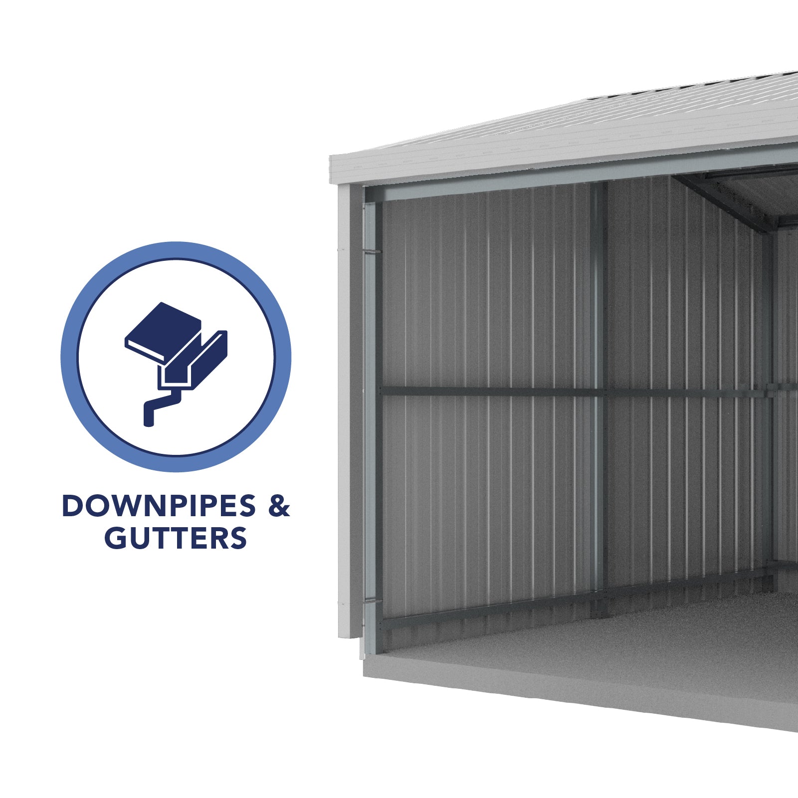 3.00mW x 3.00mD x 2.53mH Rural Shed Open Bay Zincalume