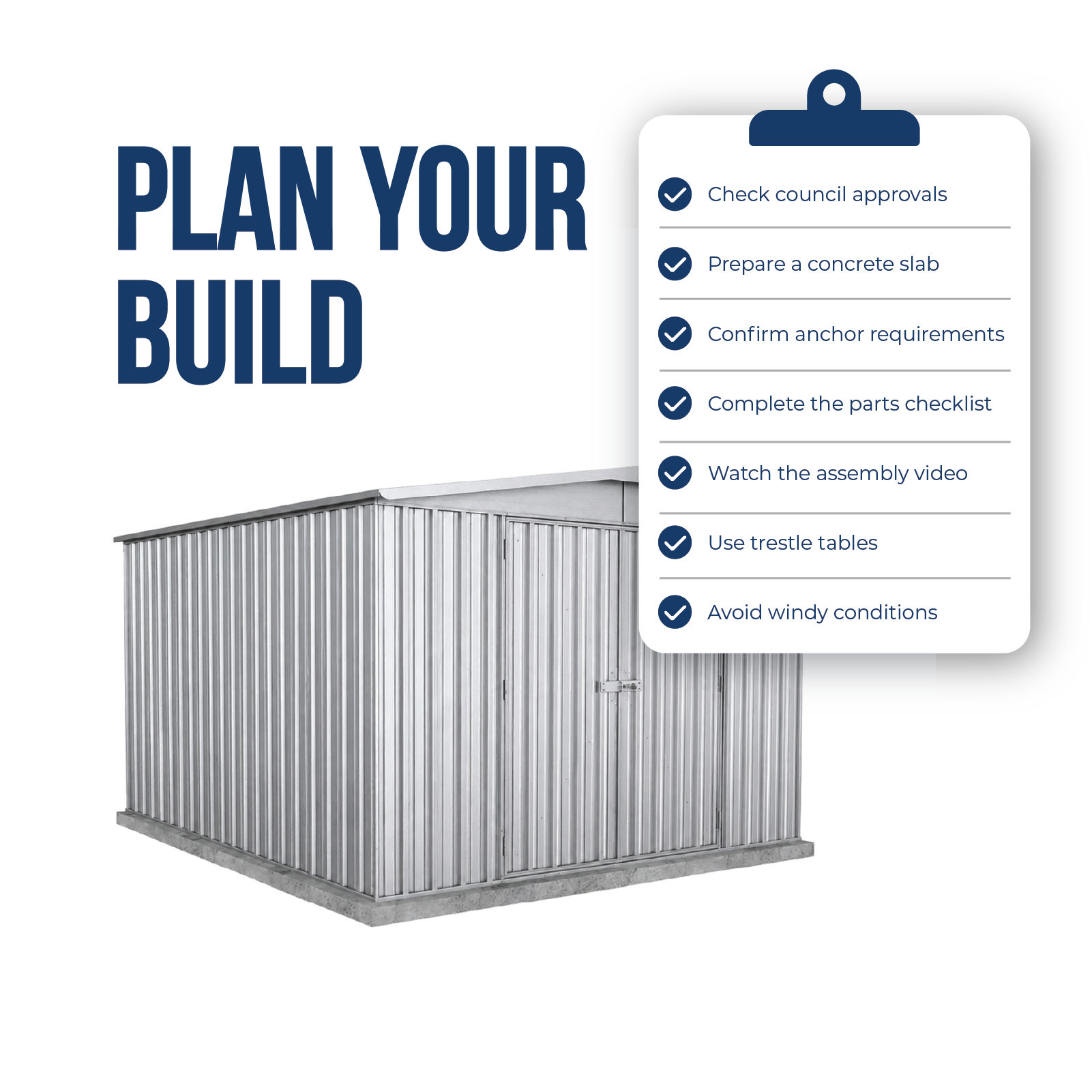 3.00mW x 3.66mD x 2.06mH Garden Shed Regent Double Door Zincalume
