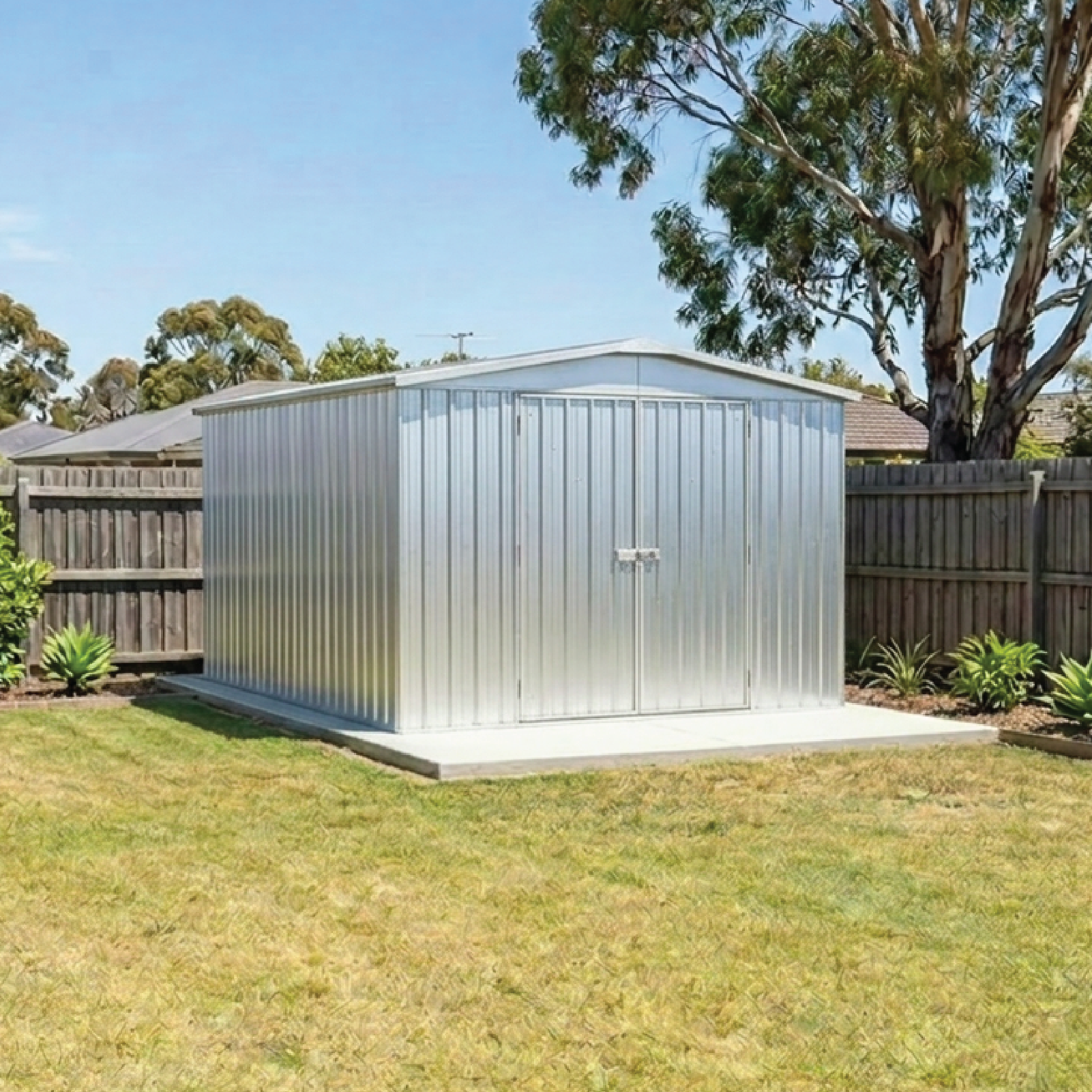 3.00mW x 3.66mD x 2.06mH Garden Shed Regent Double Door Zincalume