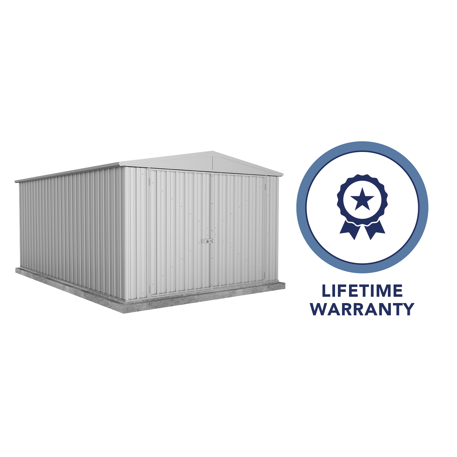 3.00mW x 4.48mD x 2.06mH Garden Shed Utility Double Door Zincalume