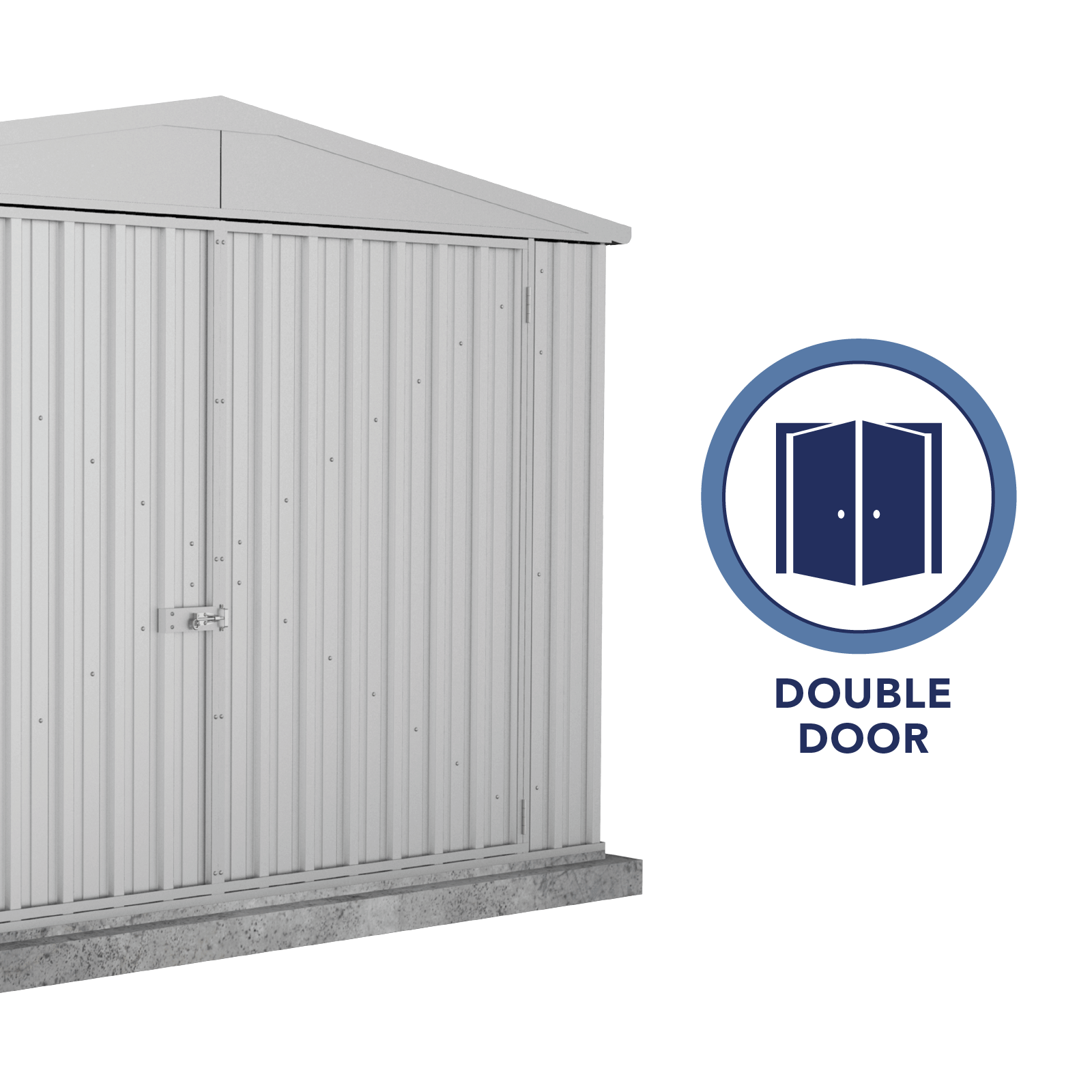 3.00mW x 4.48mD x 2.06mH Garden Shed Utility Double Door Zincalume
