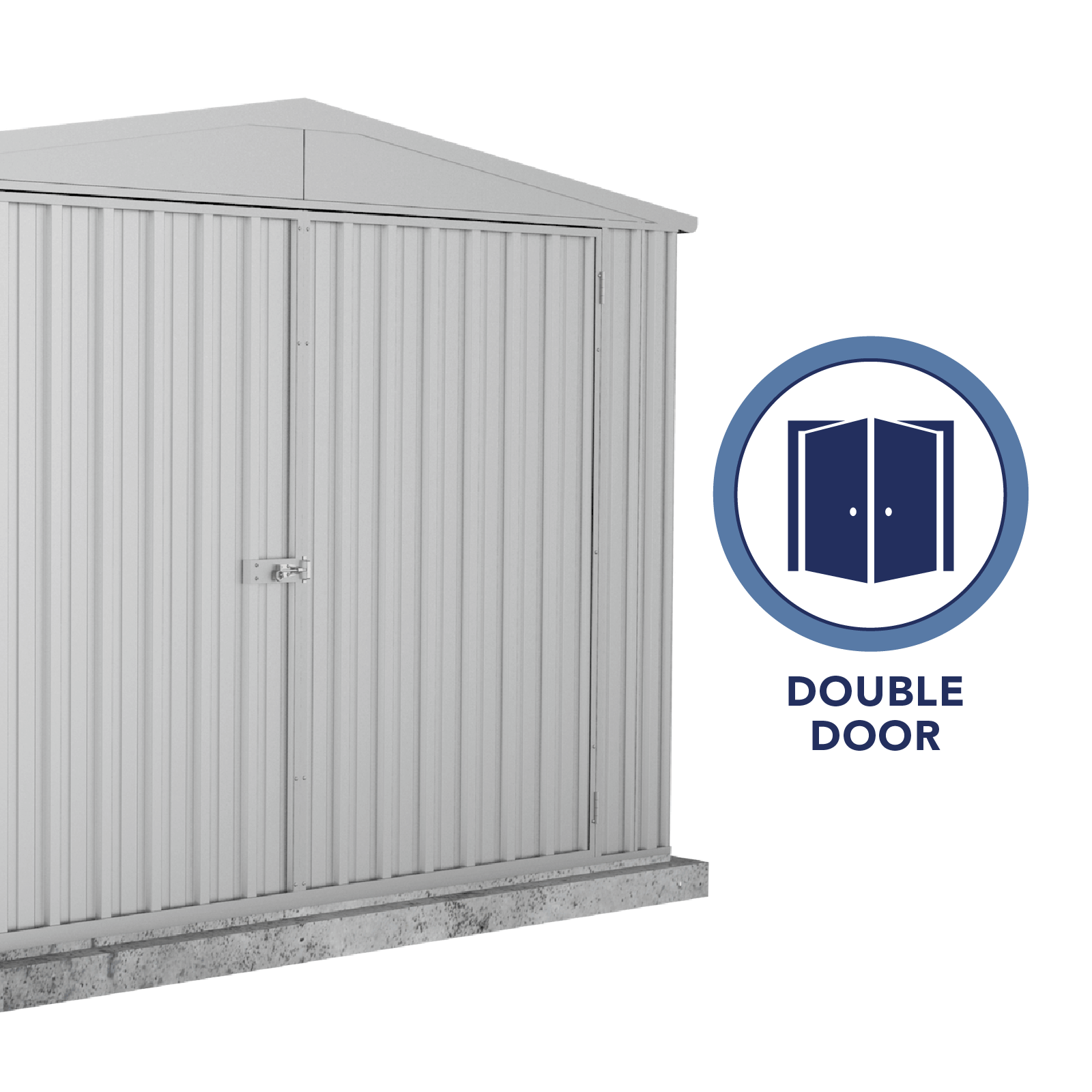 3.00mW x 5.96mD x 2.06mH Garden Shed Utility Double Door Zincalume