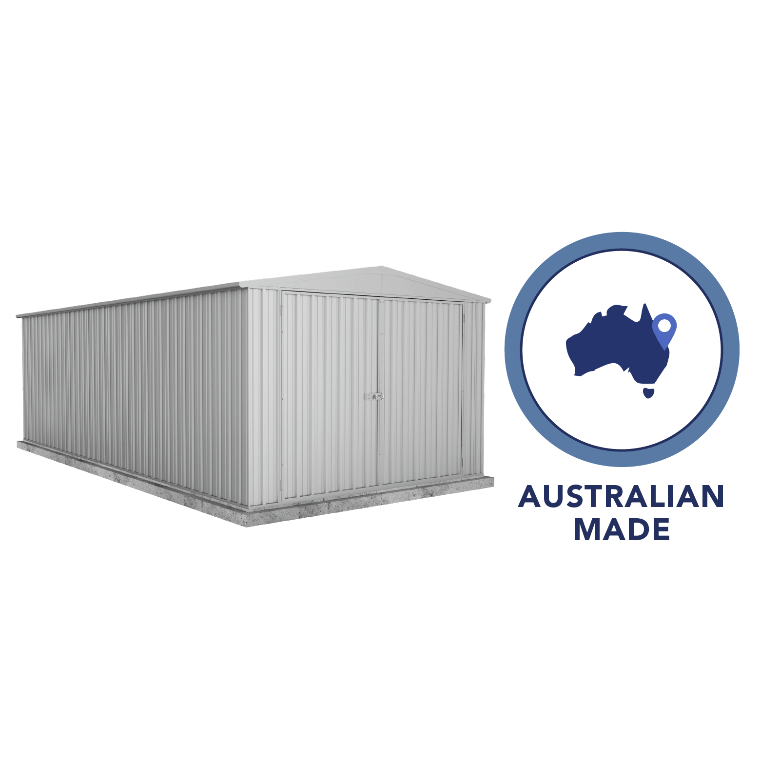 3.00mW x 5.96mD x 2.06mH Garden Shed Utility Double Door Zincalume