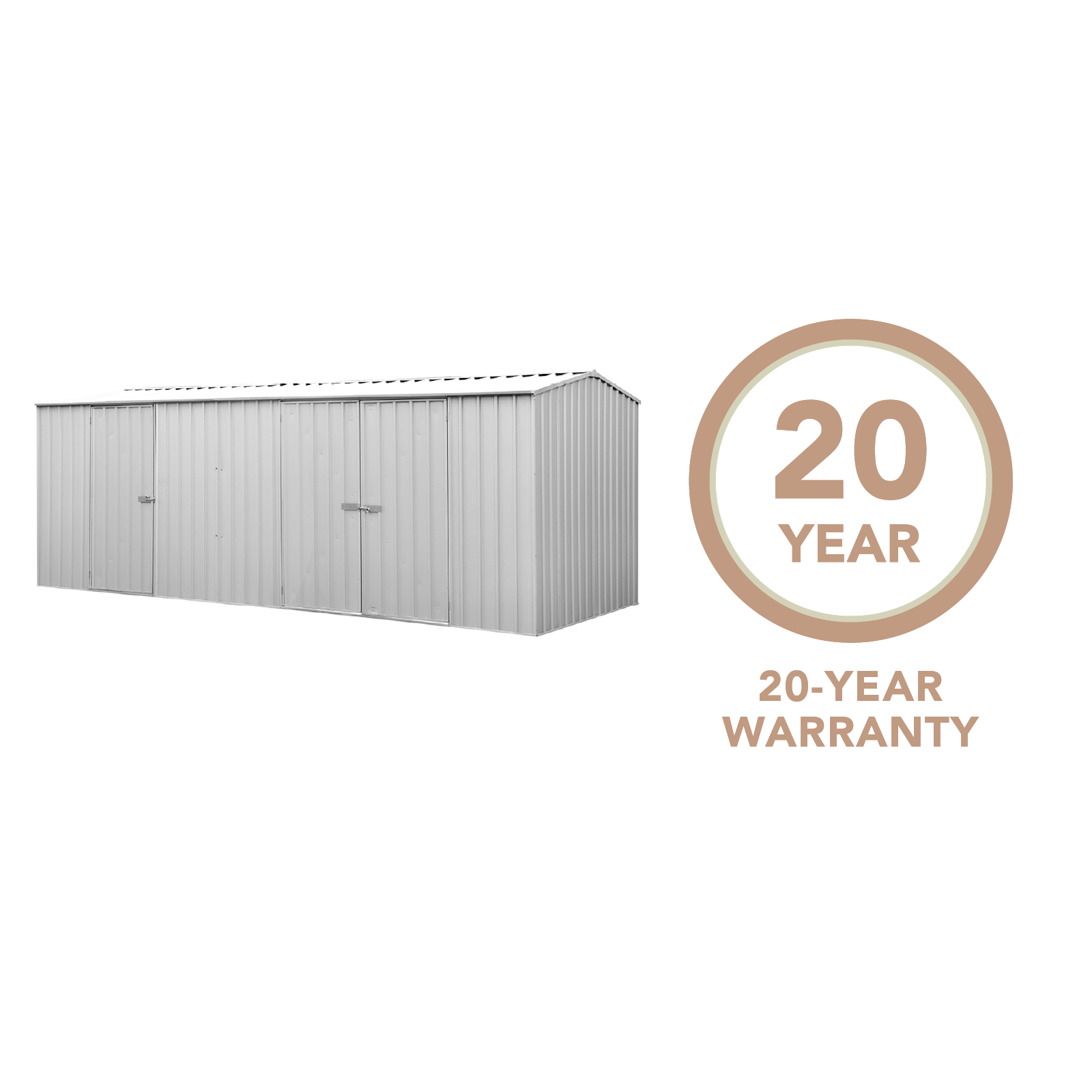 5.22mW x 2.26mD x 2.06mH Garden Shed Economy Three Door Zinc