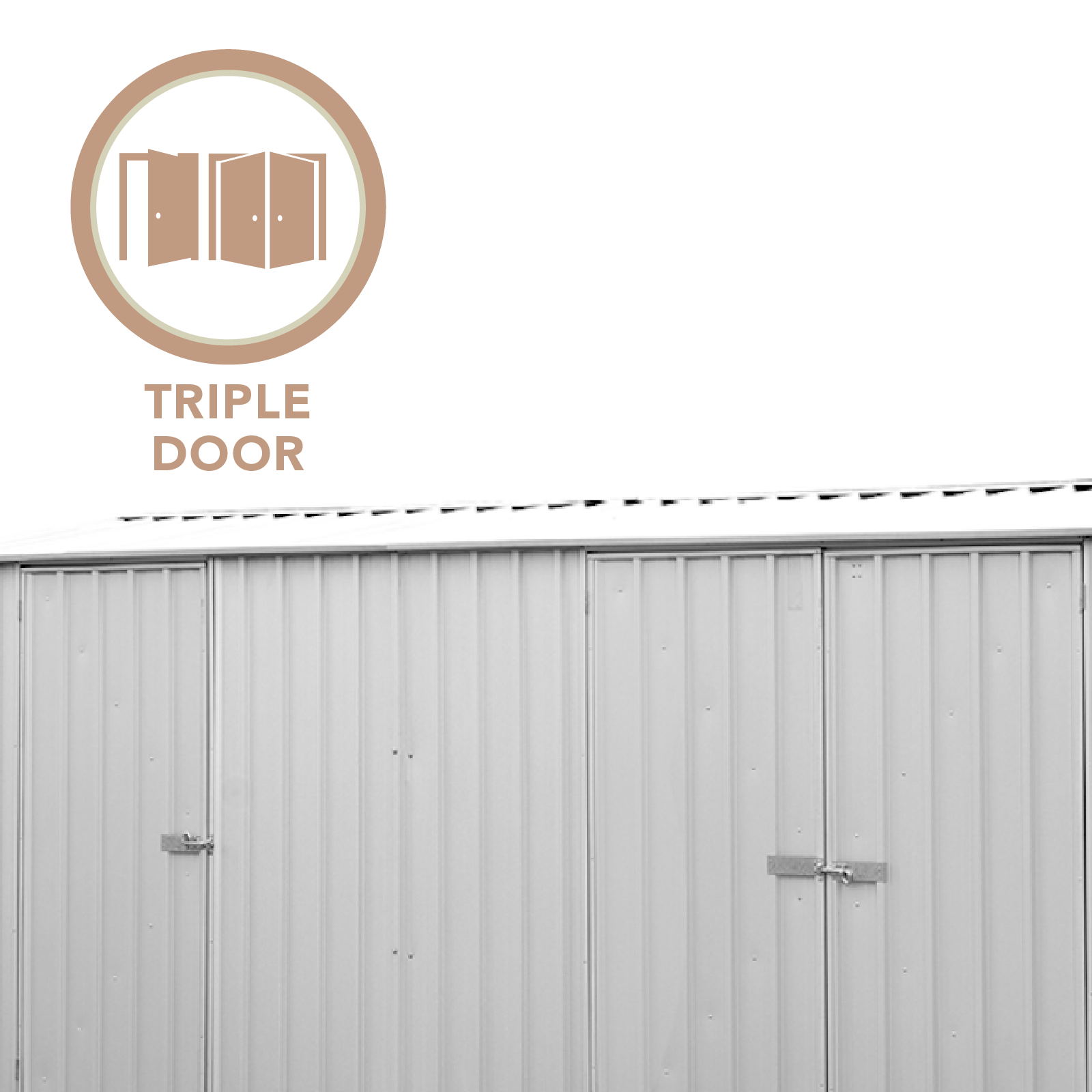 5.22mW x 2.26mD x 2.06mH Garden Shed Economy Three Door Zinc