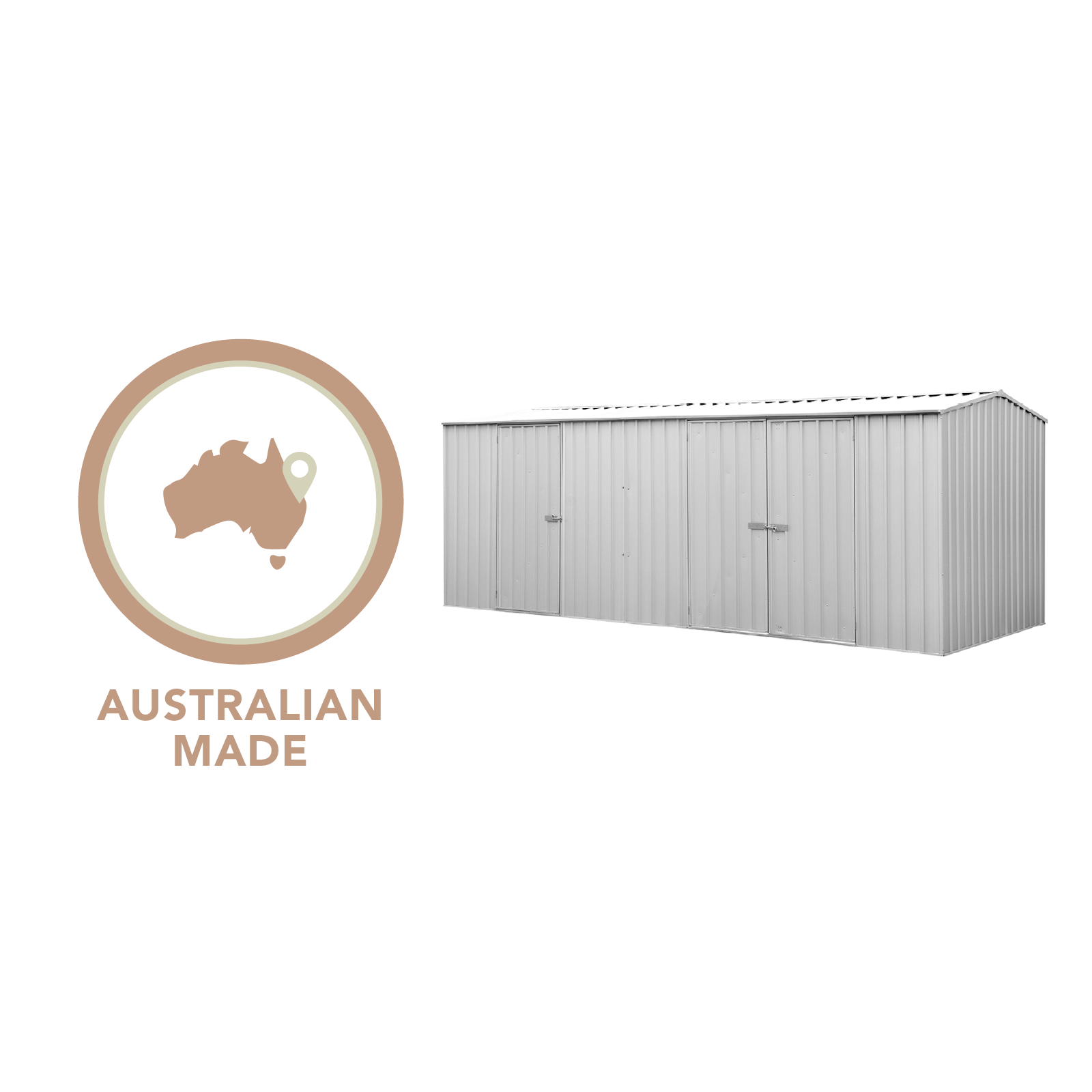 5.22mW x 2.26mD x 2.06mH Garden Shed Economy Three Door Zinc