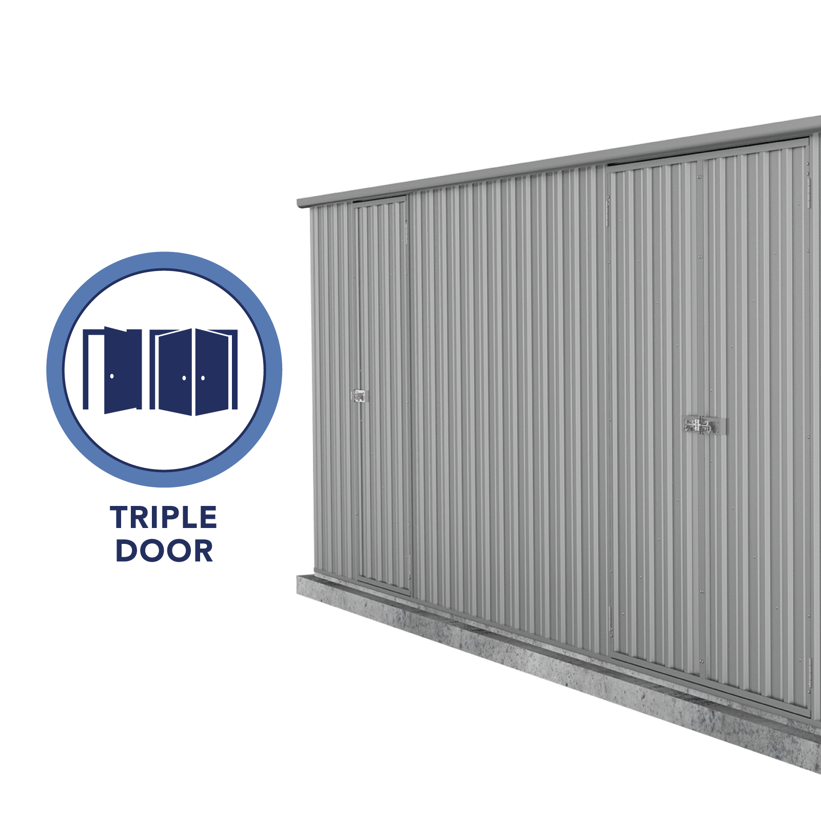 5.96mW x 3.00mD x 2.30mH Garden Shed Highlander Double Door Zincalume