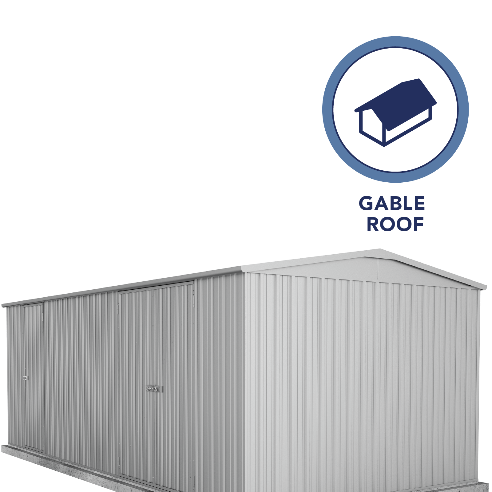 5.96mW x 3.00mD x 2.30mH Garden Shed Highlander Double Door Zincalume