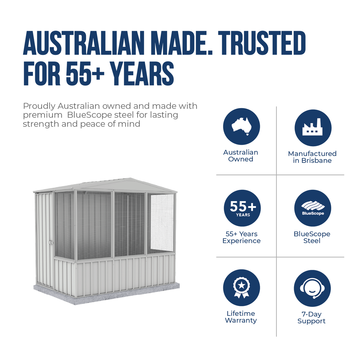 2.26mW x 1.52mD x 2.00mH Chicken Coop Gable Roof Single Door Zincalume