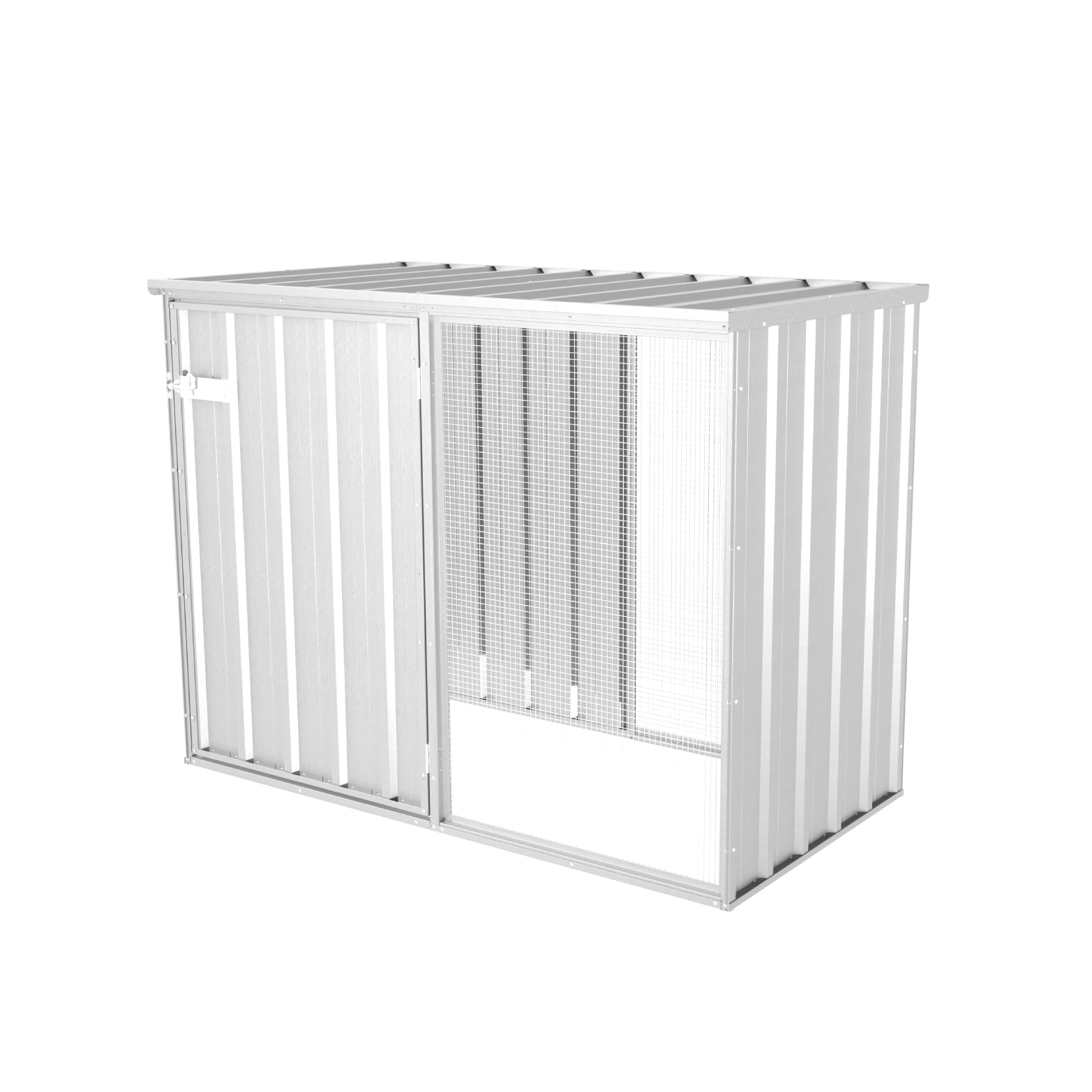 Outlet - 1.52mW x 0.78mD x 1.15mH Chicken Coop Flat Roof - Single Door Zincalume