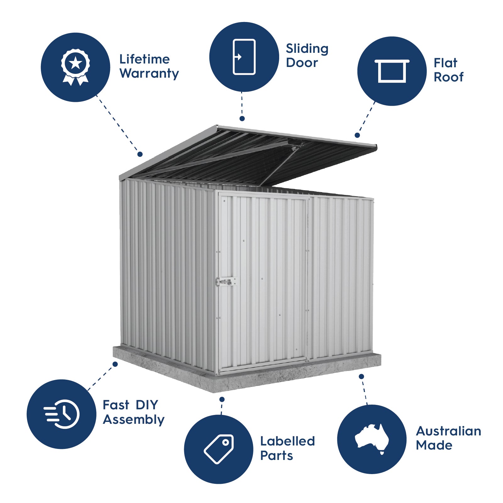 1.52mW x 1.52mD x 1.49mH Pool Pump Cover Single Door Zincalume