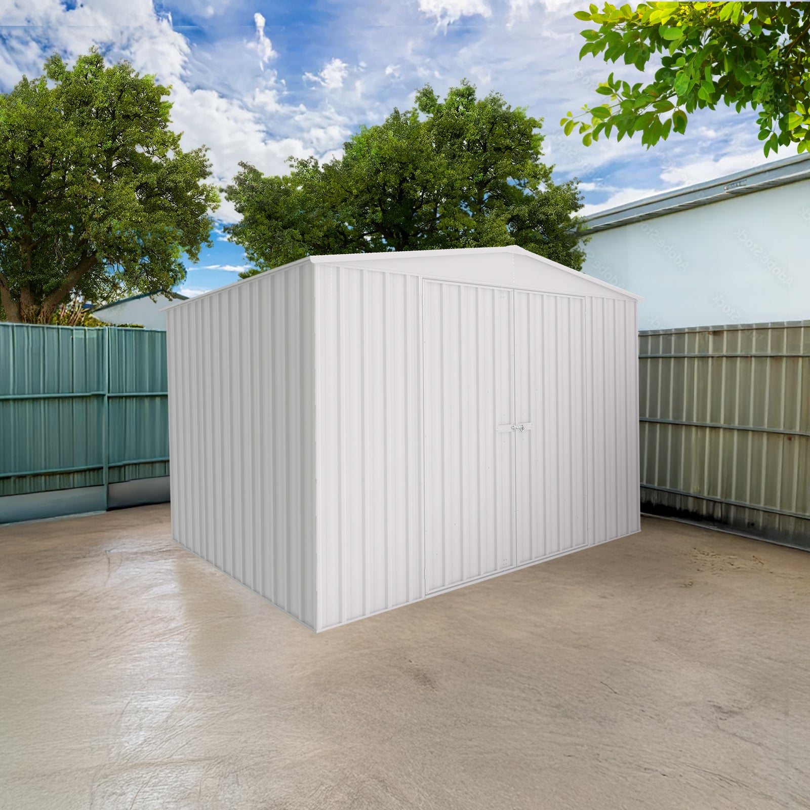 3.00mW x 2.18mD x 2.30mH Garden Shed Highlander Double Door Zincalume