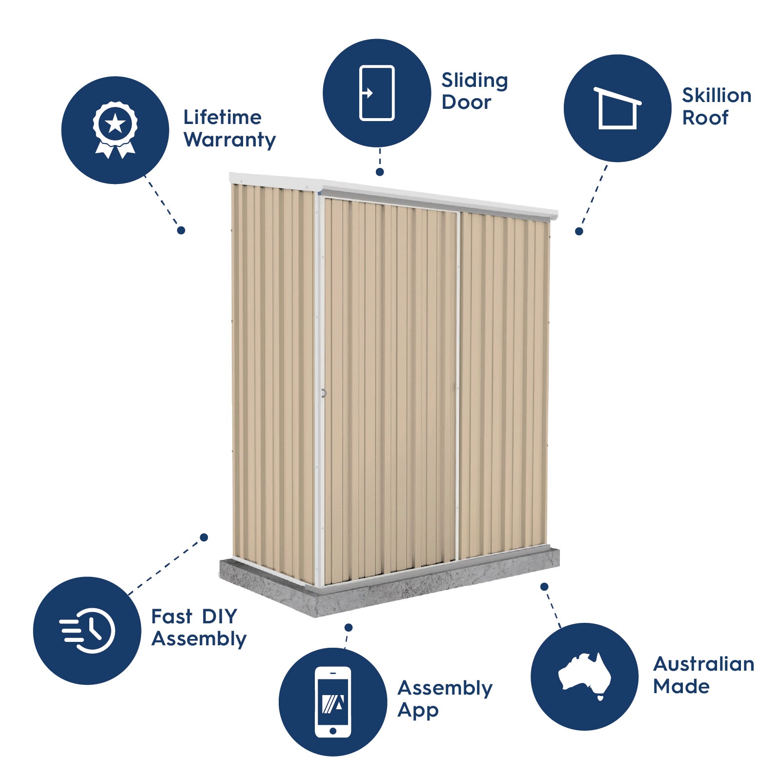 Absco Sheds 1.52 x 0.78 x 1.95m Ezislider Shed Single Door