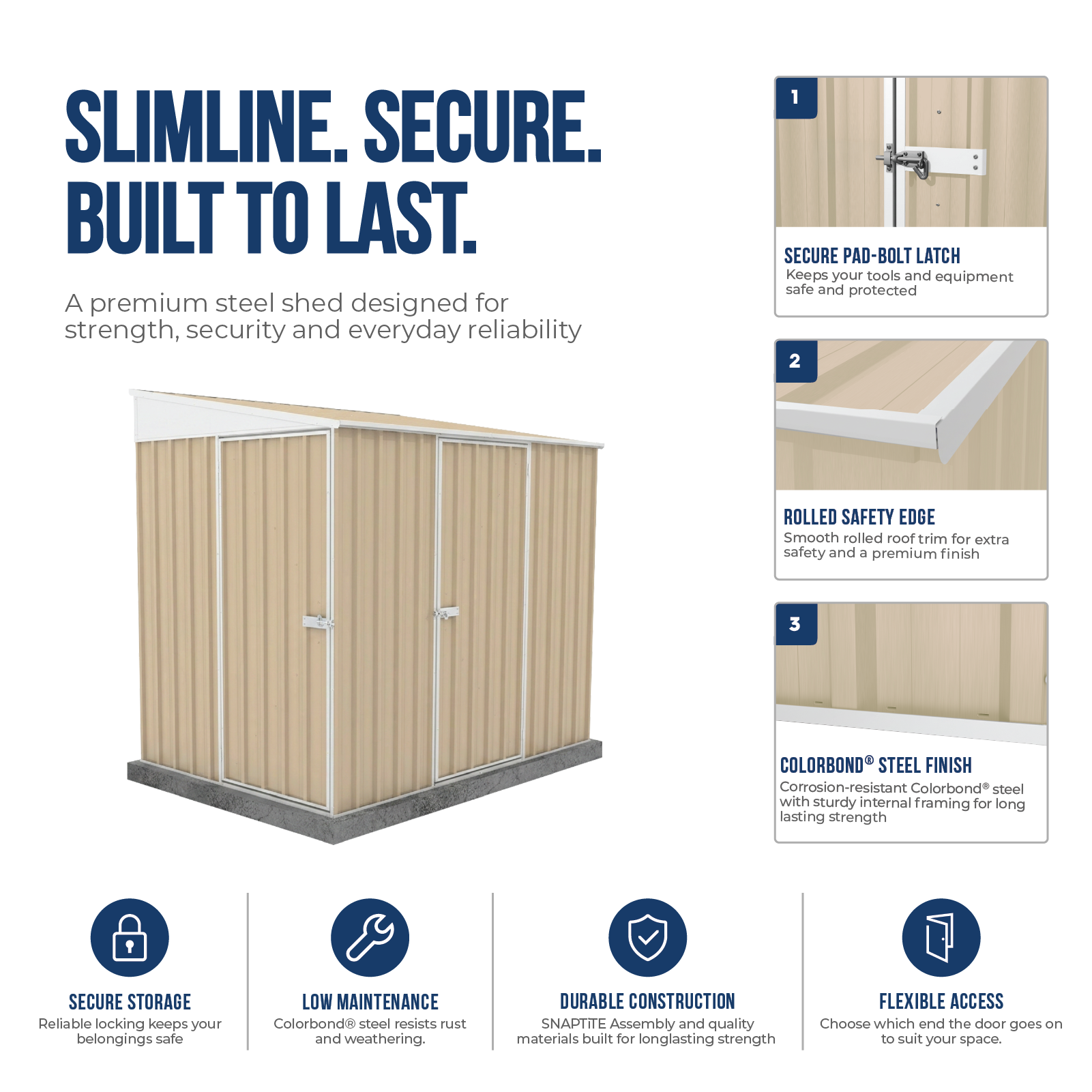1.52mW x 2.26mD x 2.06mH Garden Shed Narrow Two Door