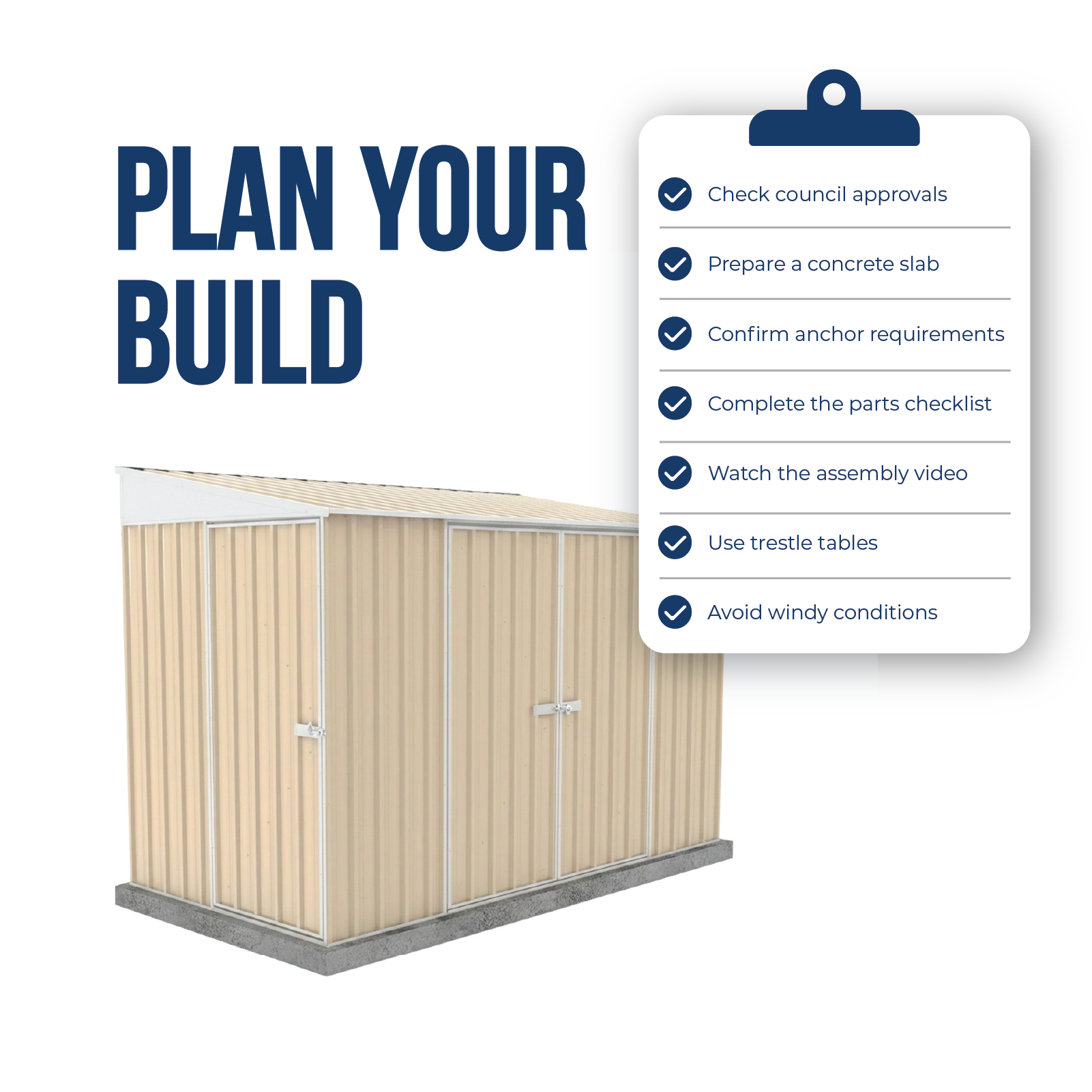 1.52mW x 3.00mD x 2.06mH Garden Shed Narrow Three Door