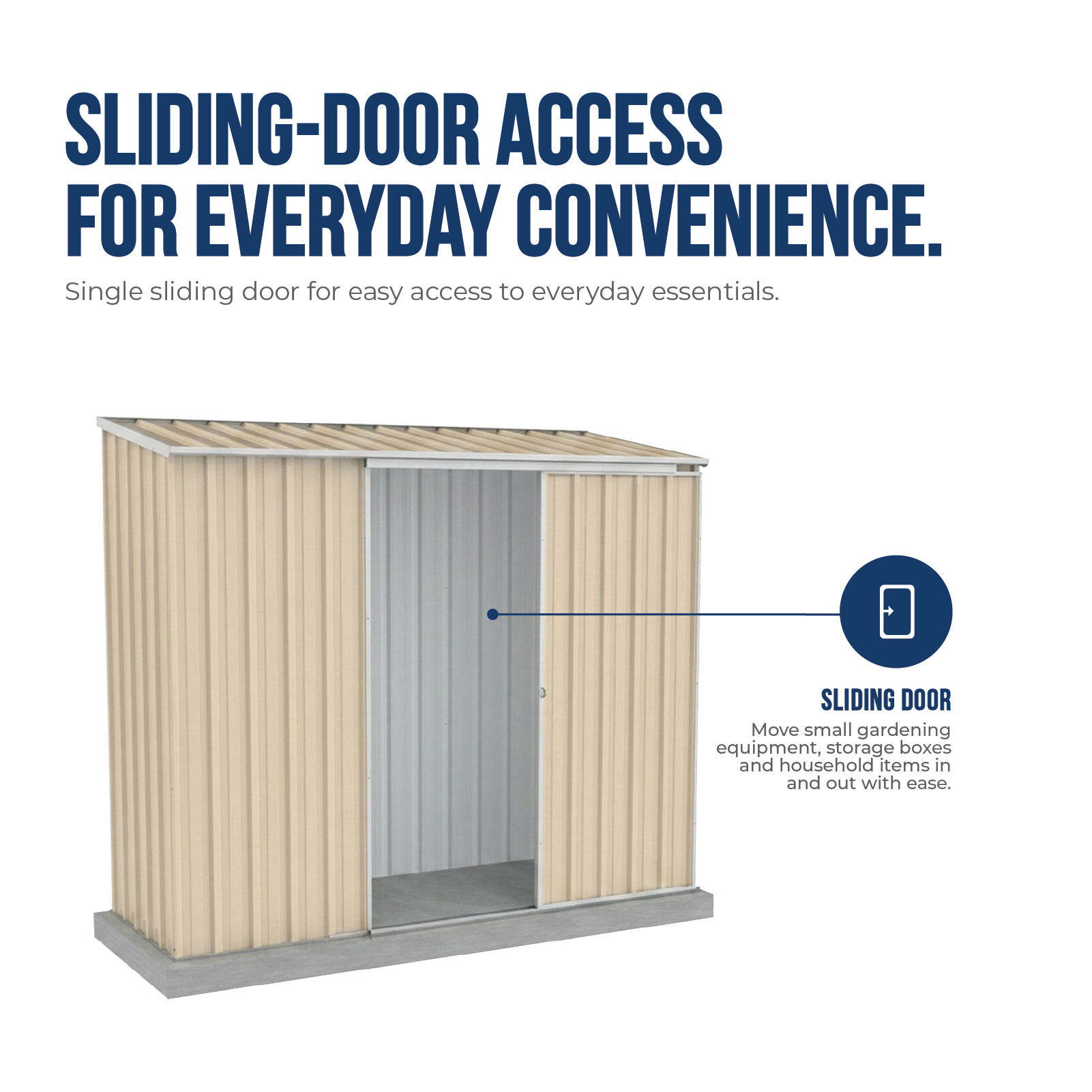 2.26mW x 0.78mD x 1.95mH Garden Shed Ezislider Single Door