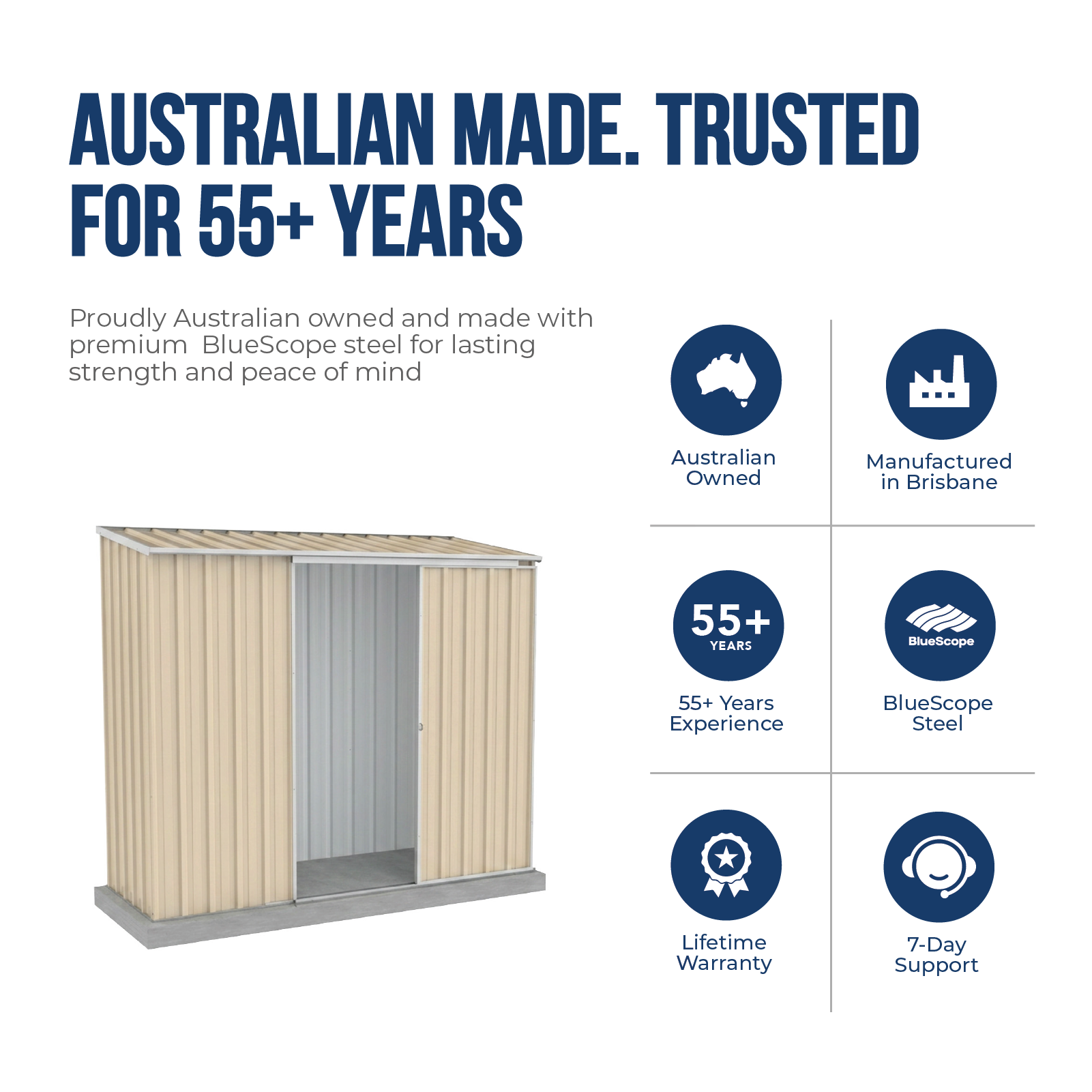 2.26mW x 0.78mD x 1.95mH Garden Shed Ezislider Single Door