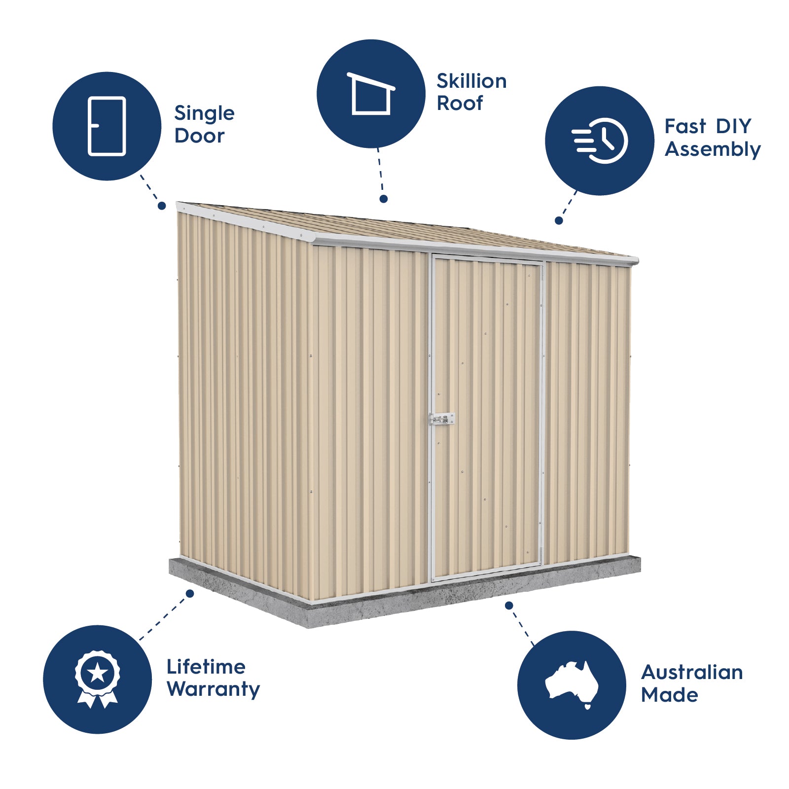 Absco Sheds 2.26m x 1.52m Space Saver Shed Single Door