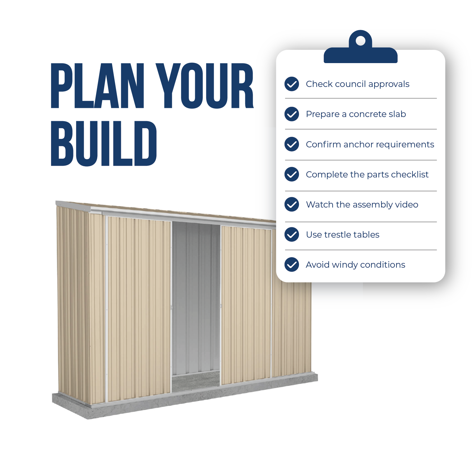 3.00mW x 0.78mD x 1.95mH Garden Shed Ezislider Double Door