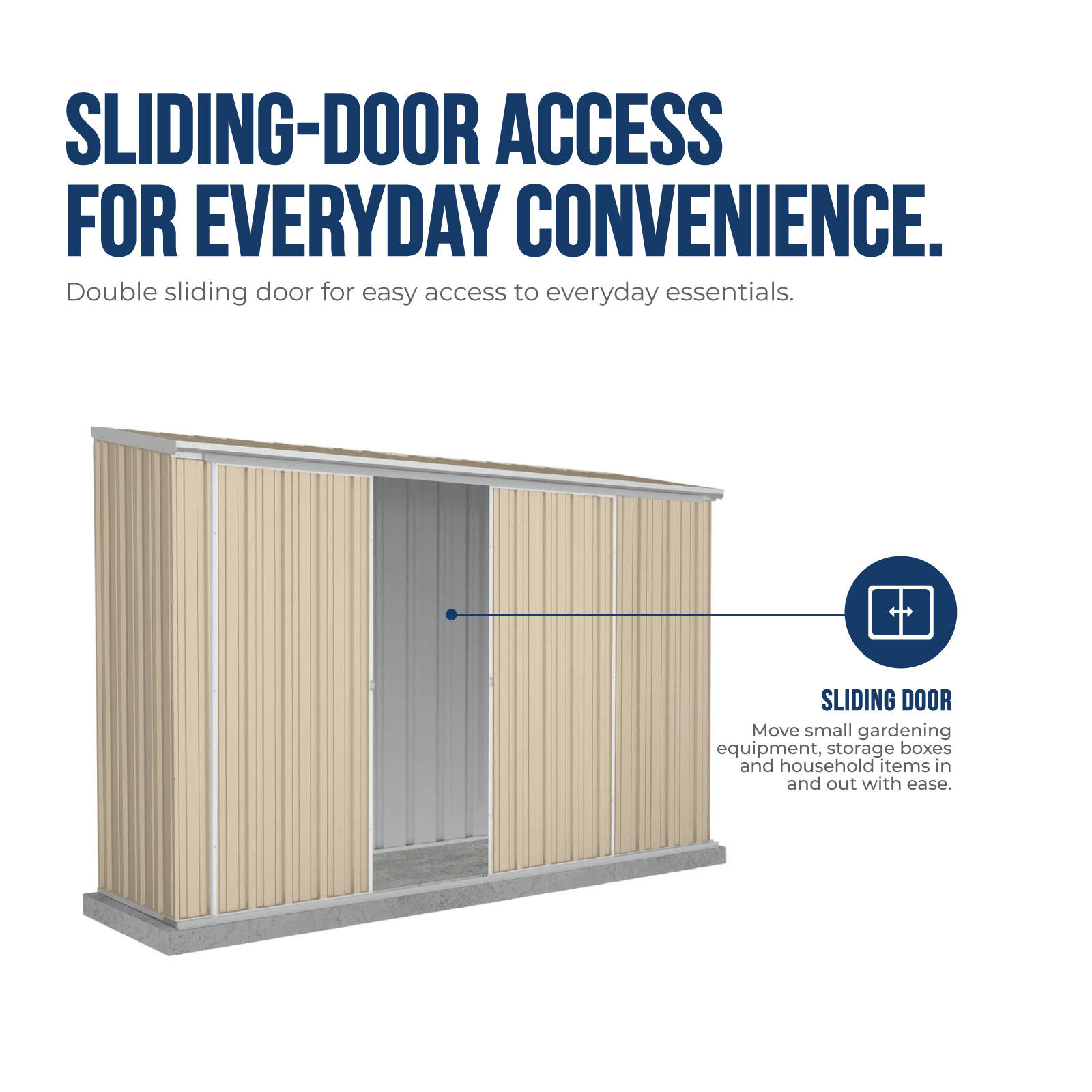 3.00mW x 0.78mD x 1.95mH Garden Shed Ezislider Double Door