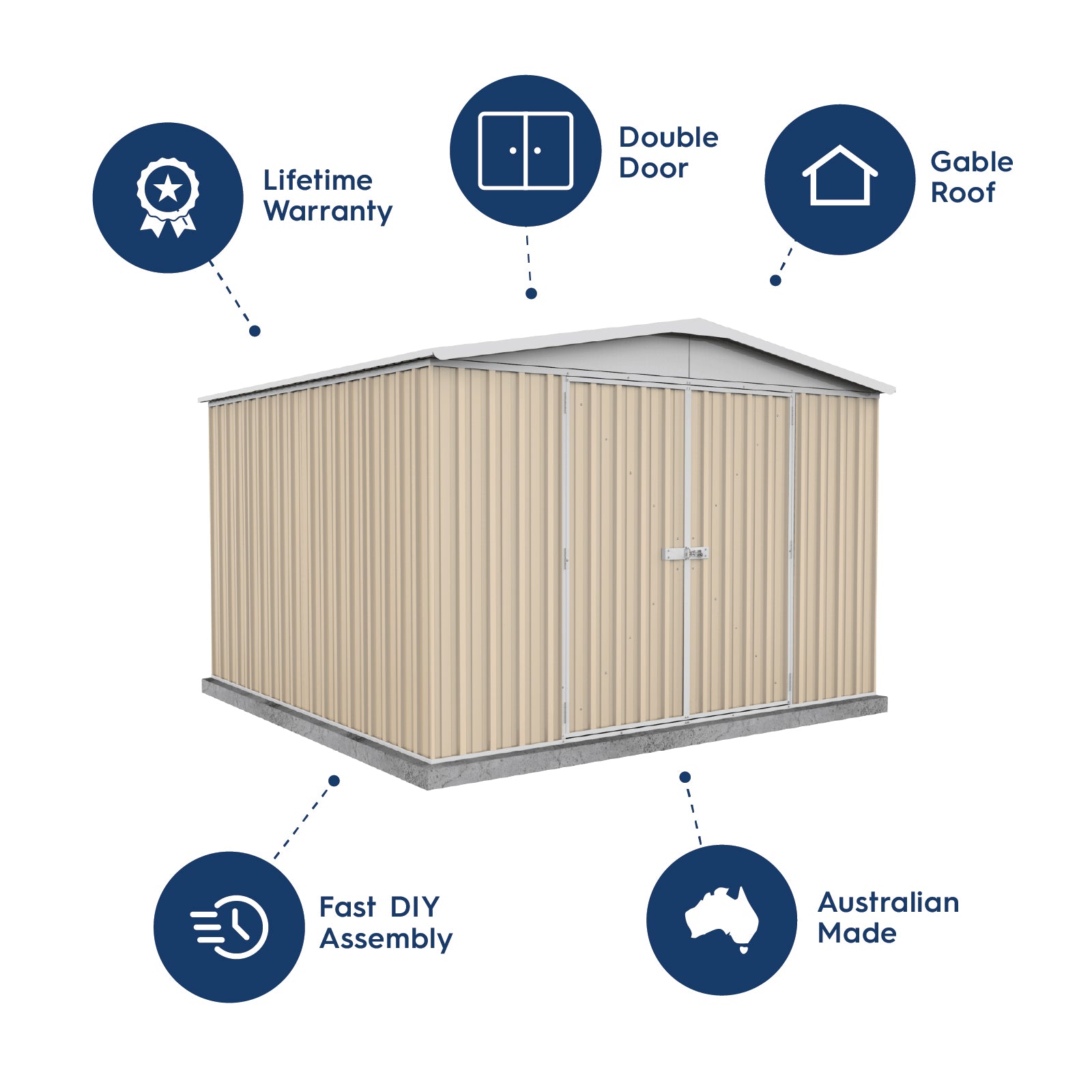 3.00mW x 2.92mD x 2.06mH Garden Shed Regent Double Door