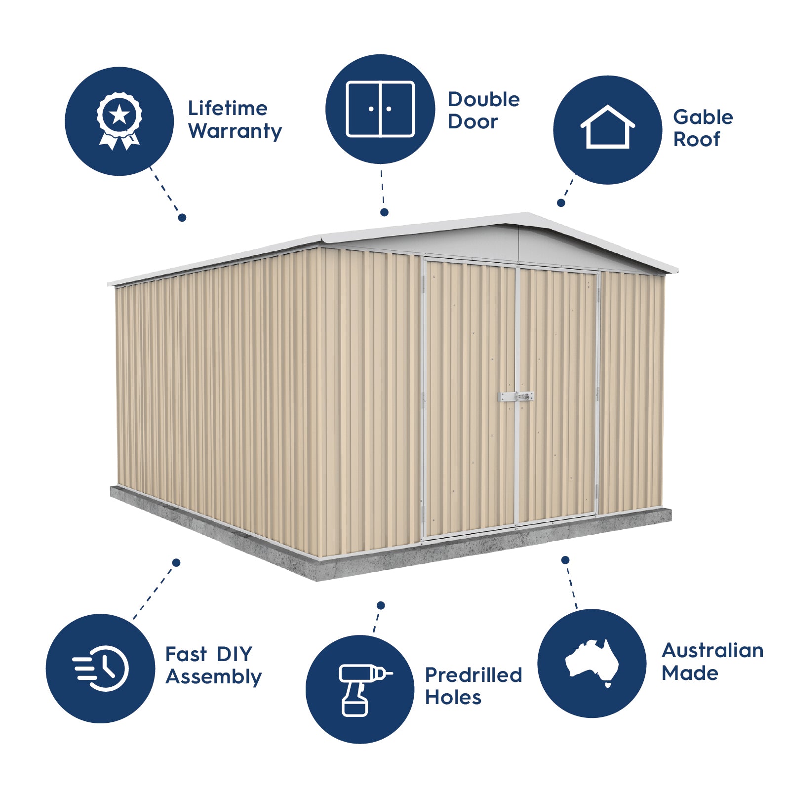 Absco Sheds 3.00m x 3.66m Regent Shed Double Door