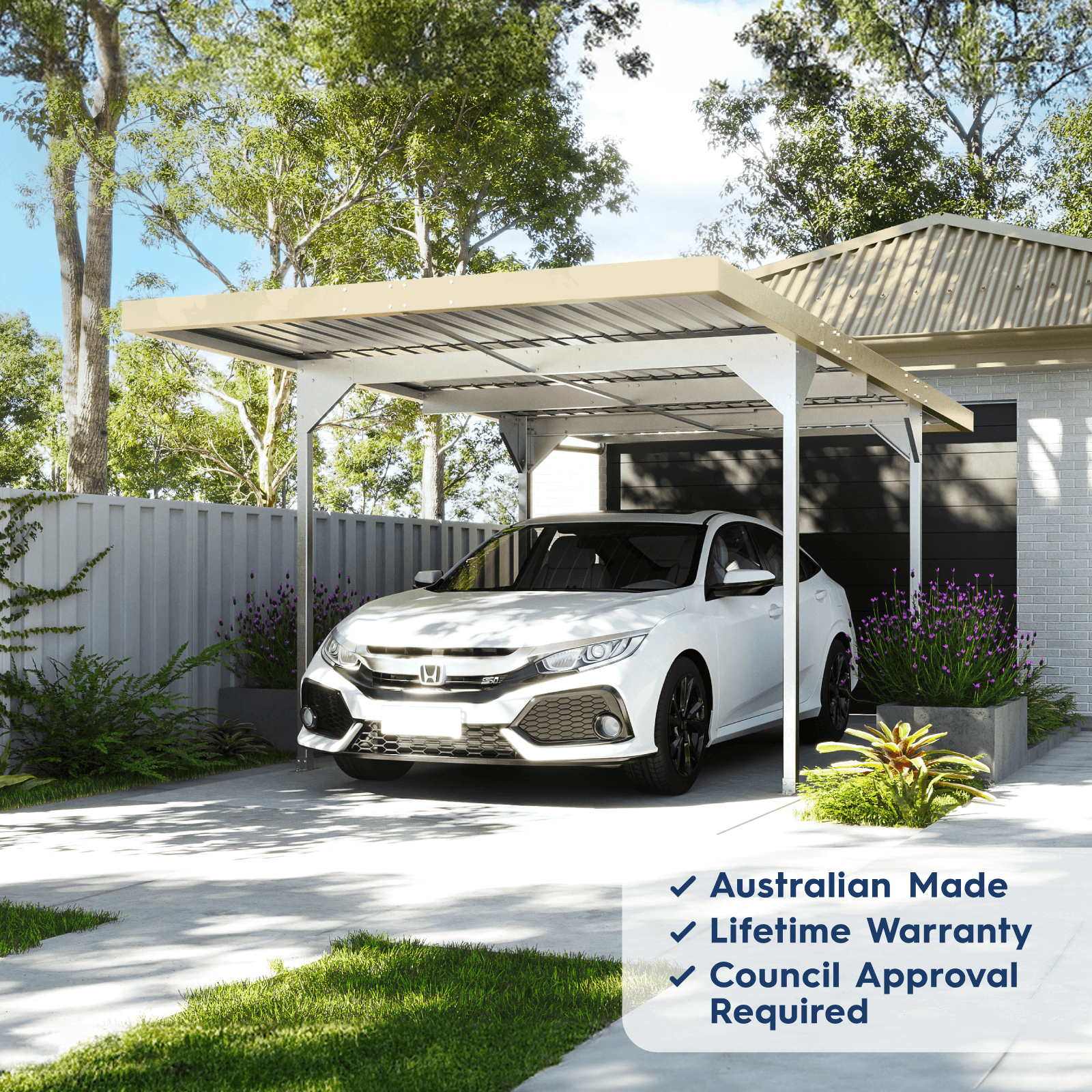 3.00mW x 5.50mD x 2.37mH Single Skillion Carport