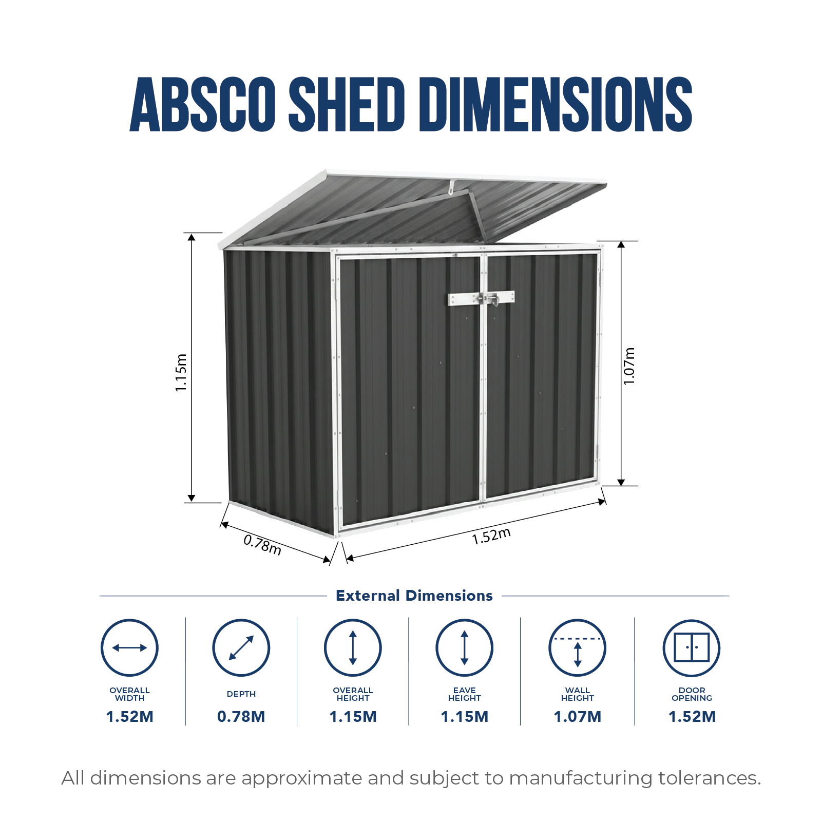 1.52mW x 0.78mD x 1.15mH Bin Cover Double Door with Anchors
