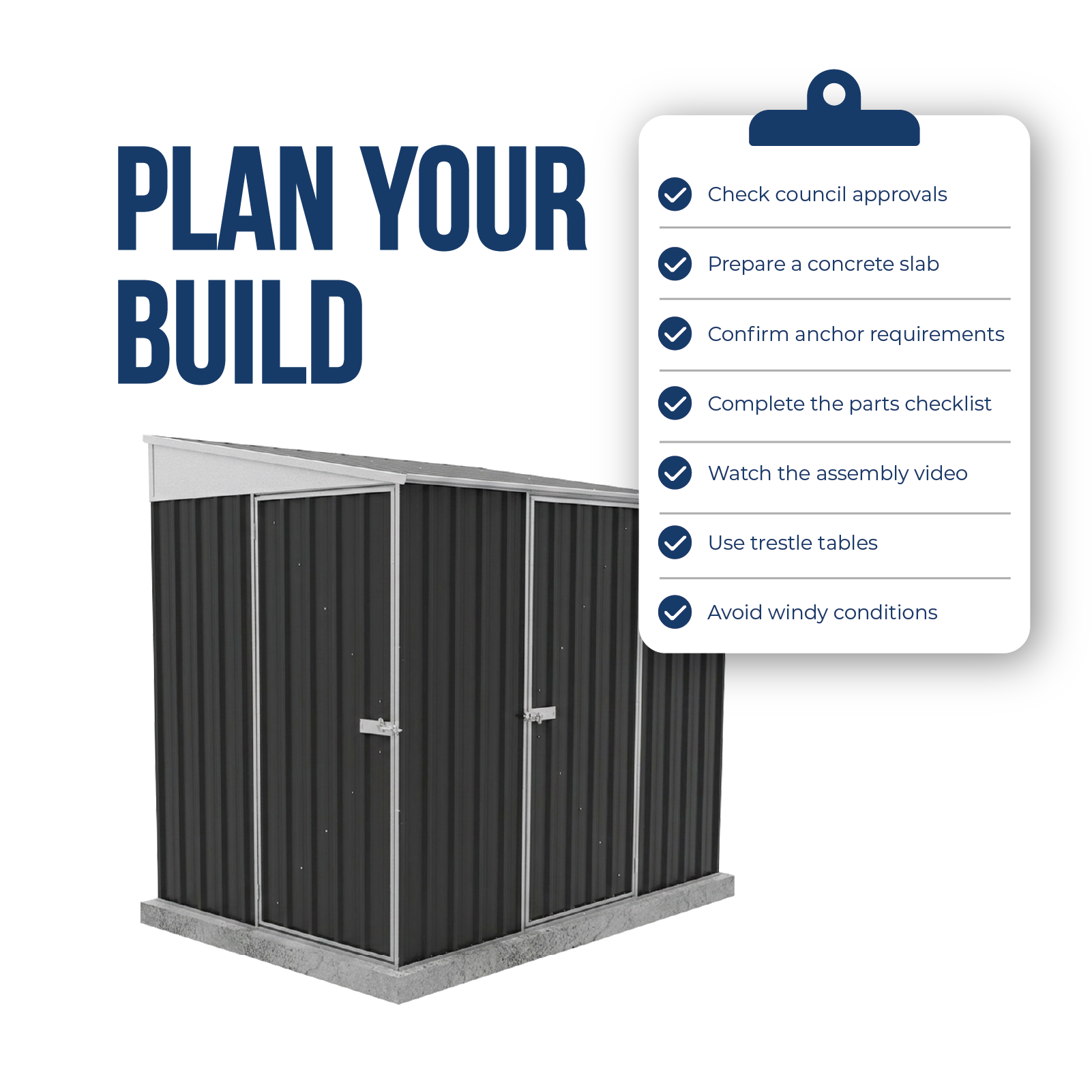 1.52mW x 2.26mD x 2.06mH Garden Shed Narrow Two Door