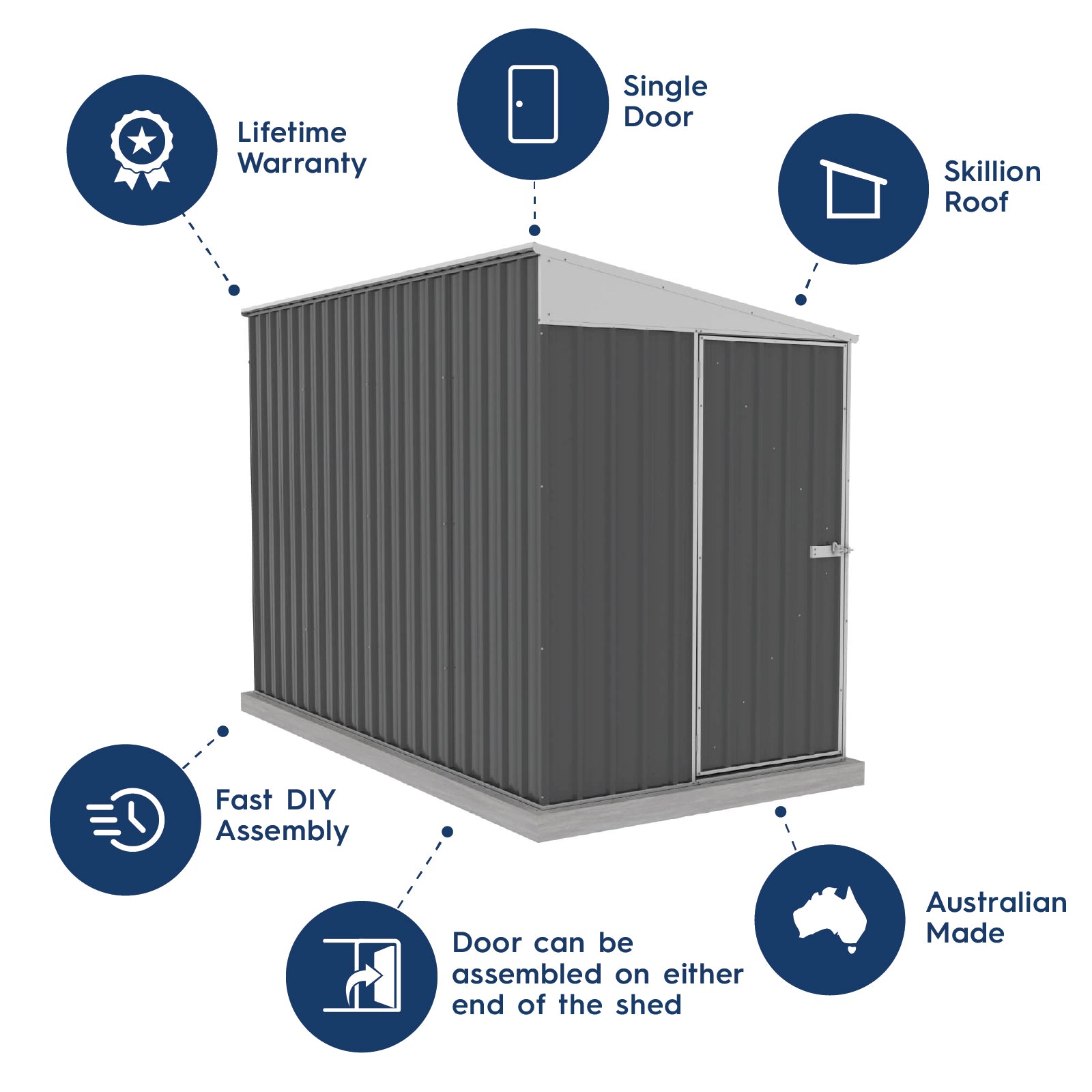 1.52mW x 3.00mD x 2.06mH Garden Shed Narrow Single Door with Anchors