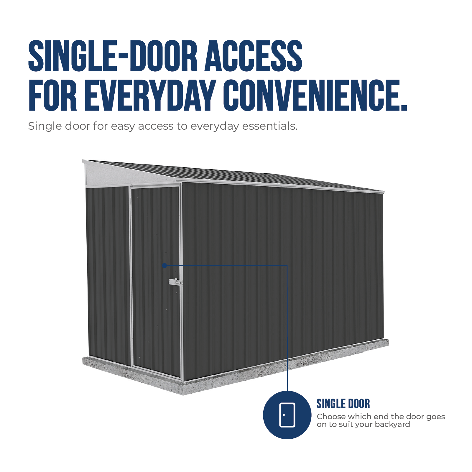 1.52mW x 3.00mD x 2.06mH Garden Shed Narrow Single Door with Anchors